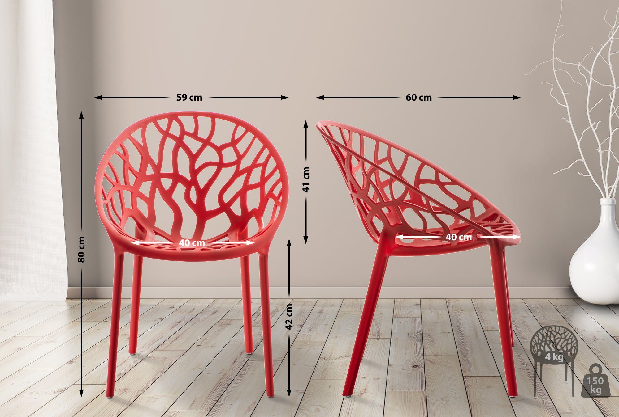 CLP Gartenstuhl Hope (2er Set, 2 St), Kunststoff, stapelbar, wetterfest günstig online kaufen