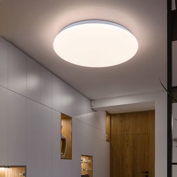 etc-shop LED Deckenleuchte, LED-Leuchtmittel fest verbaut, Warmweiß, LED Deckenleuchte dimmbar Wohnzimmerleuchte weiß Deckenlampe rund