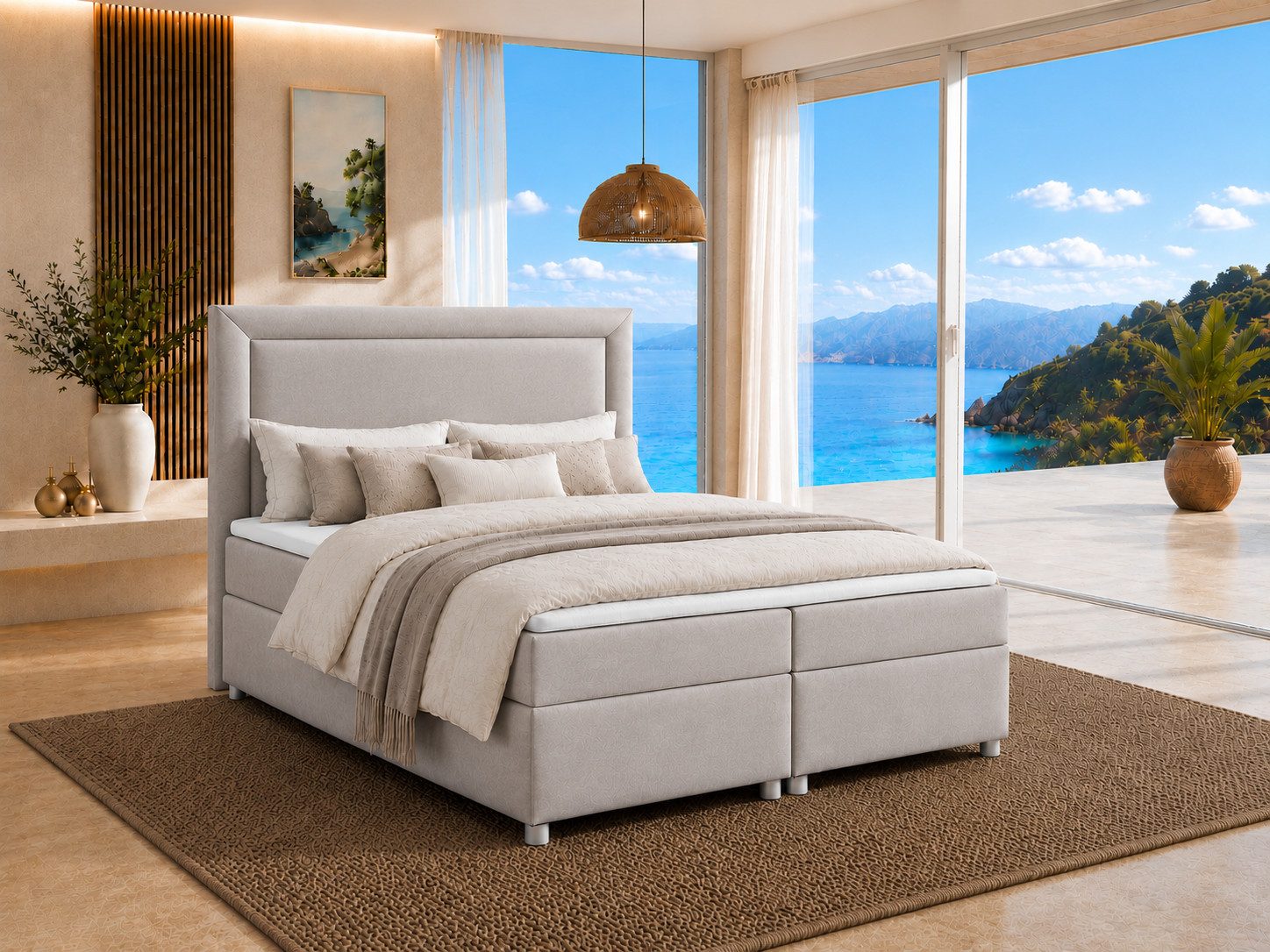Best for Home Boxspringbett Trinity K3 mit zwei Bettkasten & Komfort Topper H3 (Polsterbett Doppelbett Boxbett mit gepolstertes Kopfteil, versch. Größen, 140x200 160x200 180x200 200x200 cm), Handwerksqualität