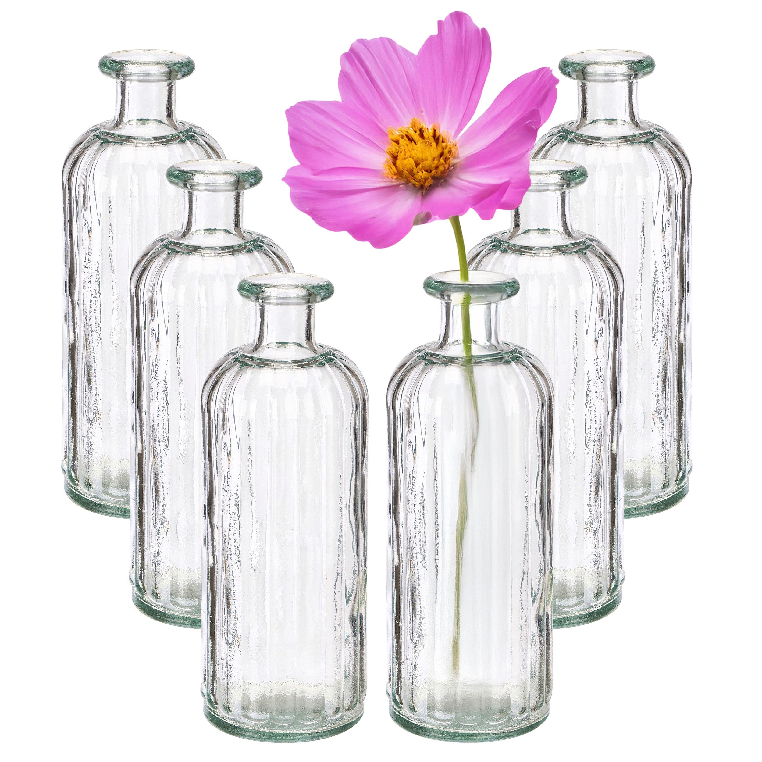 Annastore Tischvase 6er Set Glasvasen, Blumenvase, Vintage-Stil, für Tischdeko Hochzeit (6 St), H 28 cm