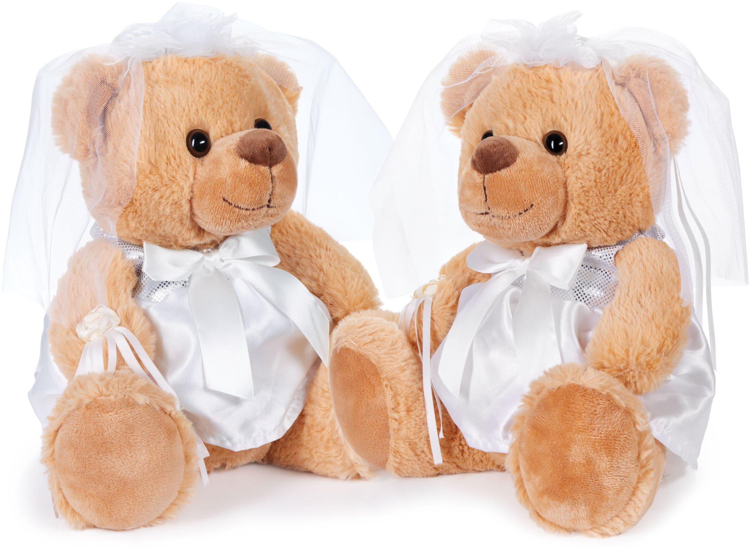 BRUBAKER Kuscheltier Teddybär Bräutepaar 25 cm Teddy Set in weißen