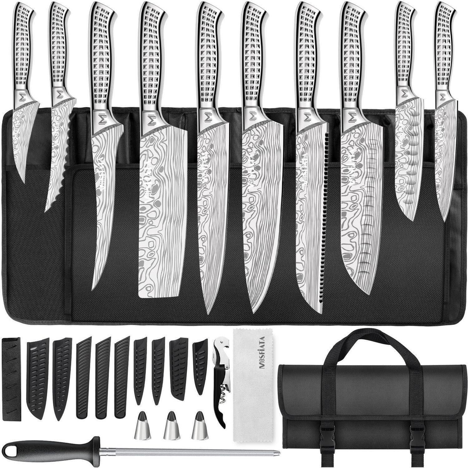 LuxusKollektion Messer-Set Küchenmesser Set 17-teilig Profi Kochmesser mit Tasche