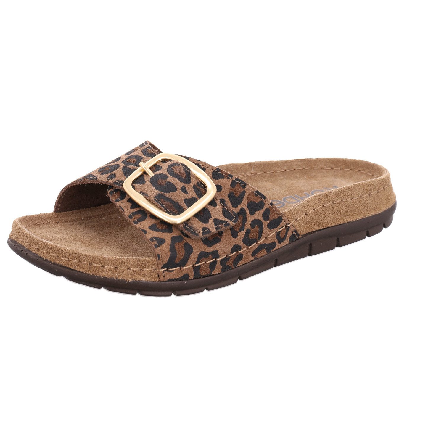 Rohde RODIGO-D Pantolette Sommerschuh, Strandschuh mit Schnallenverschluss, Leo-Look