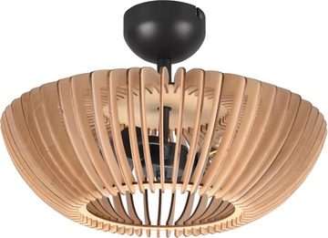 TRIO Leuchten Deckenleuchte Colino, ohne Leuchtmittel, warmweiß - kaltweiß, Schlafzimmer Deckenlampe mit Holzschirm Ø40cm exkl 2xE27 (max 40 Watt)