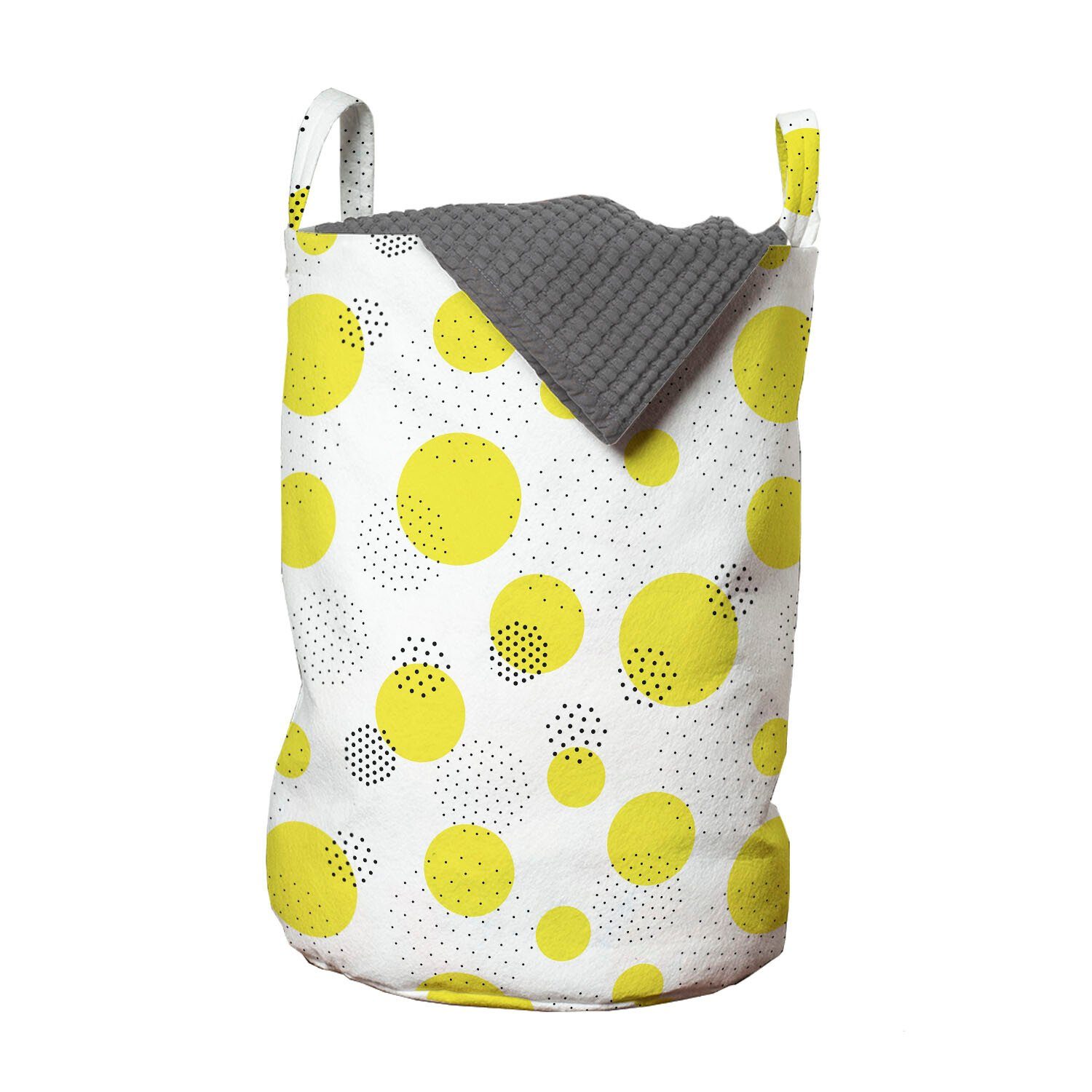 Abakuhaus Wäschesäckchen Wäschekorb mit Griffen Kordelzugverschluss für Waschsalons, Hipster Yellow Spots kleine Punkte