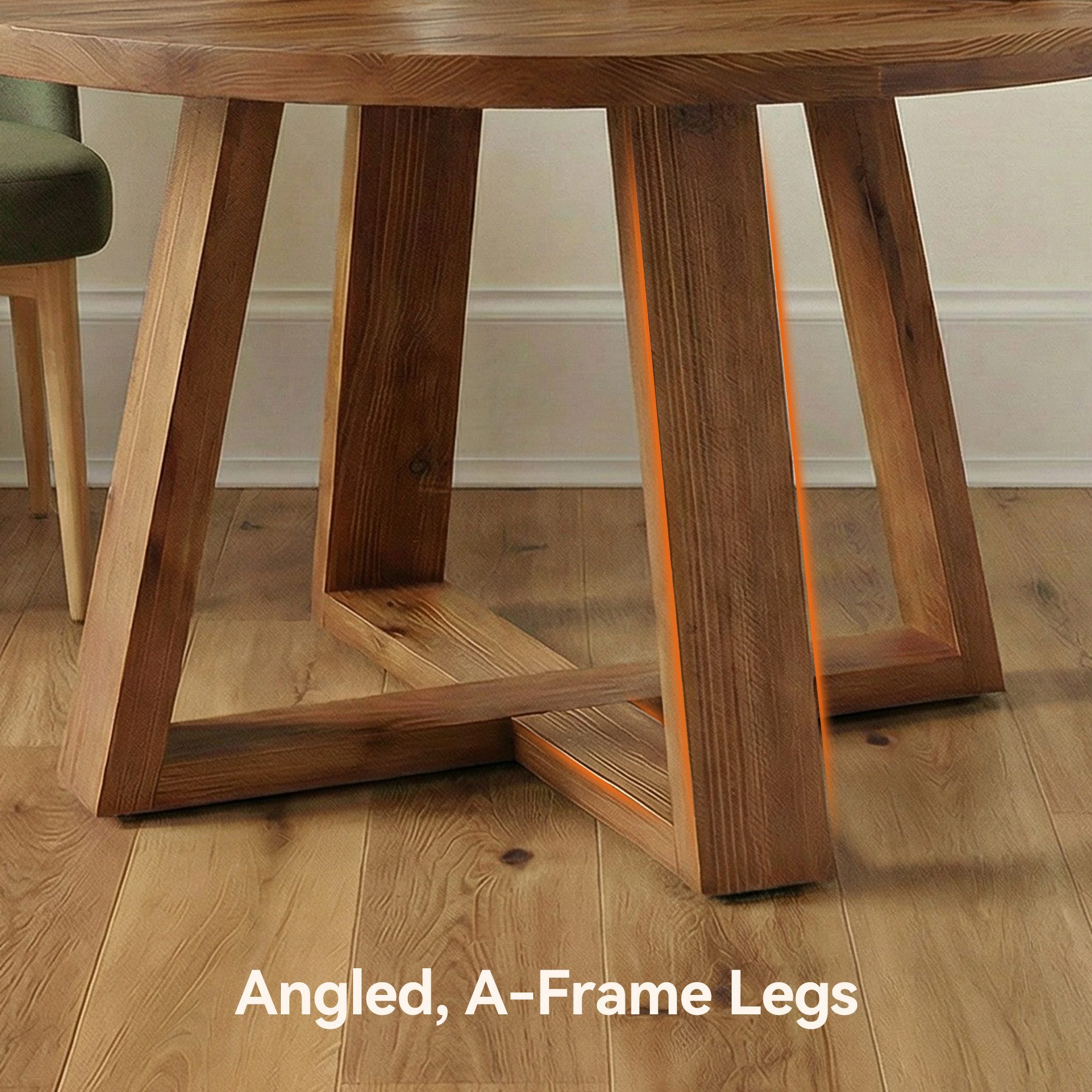 Tribesigns Esstisch 120cm Runder Massivholz-Esstisch, Küchentisch im Landhausstil für 4-6 – Bild 5 von 5