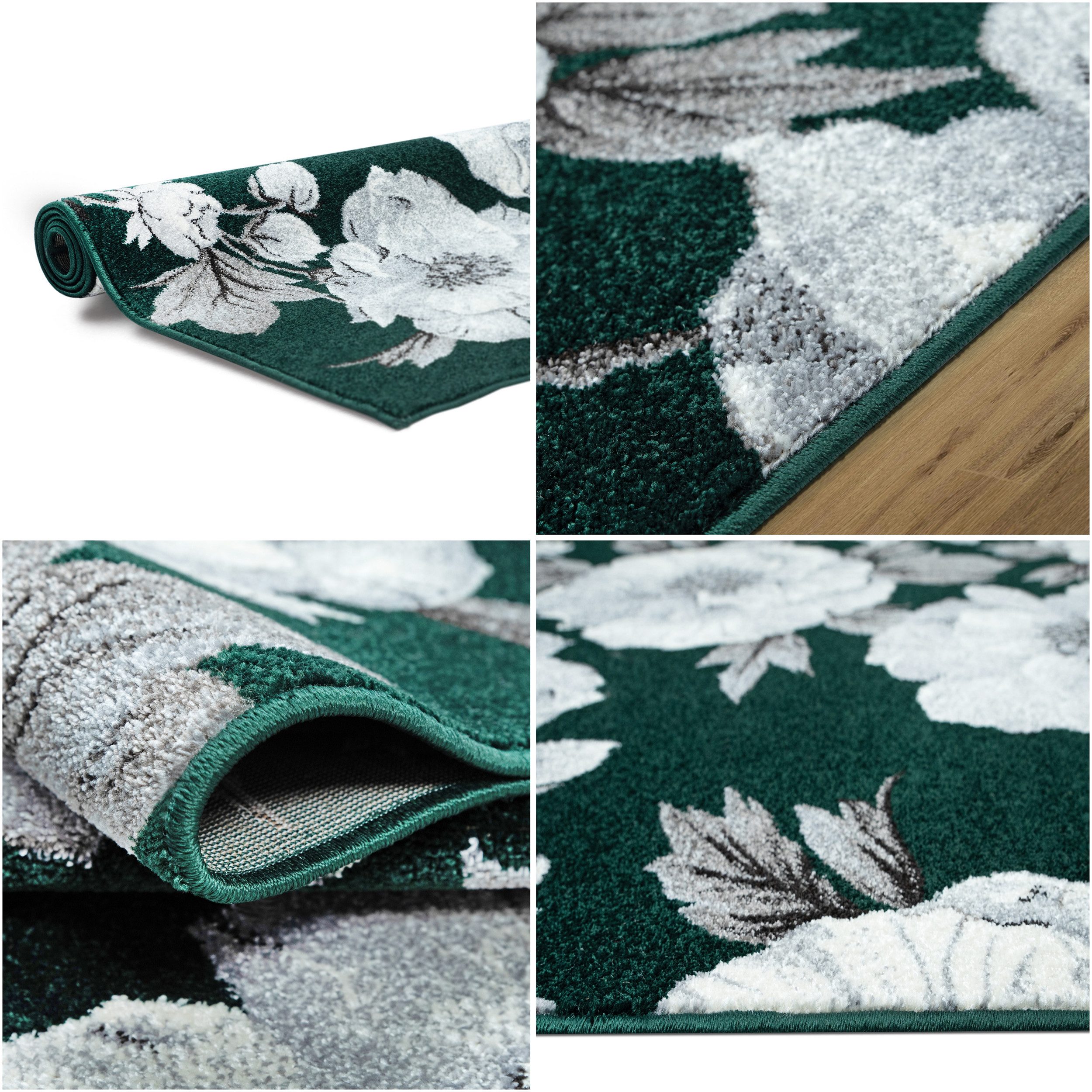 OTTO home Teppich Florent, Blumen Design, Vintage, rechteckig, Höhe: 9 mm, Floral, detailreiche Blüten, Botanical, elegant, Wohnzimmer