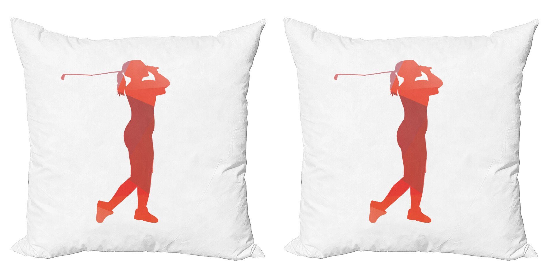 Kissenbezüge Modern Accent Doppelseitiger Digitaldruck, Abakuhaus (2 Stück), Golf Silhouette einer Frau Spieler
