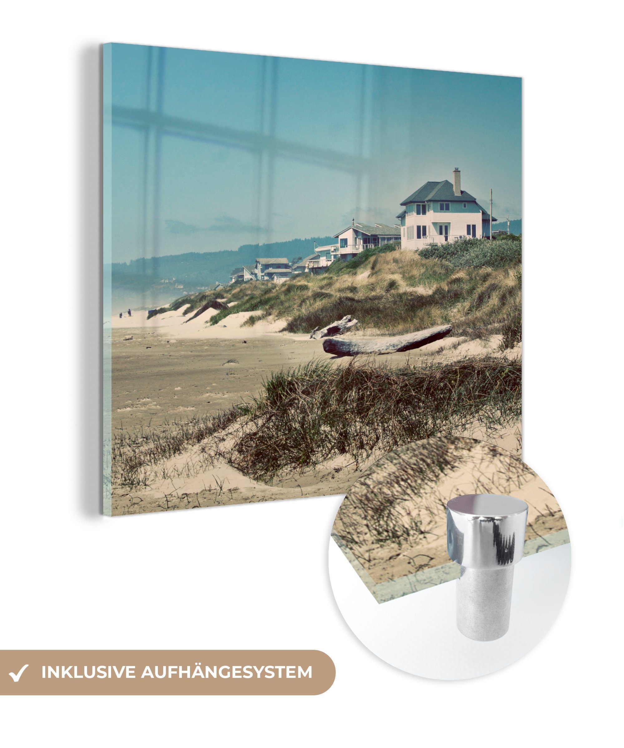 MuchoWow Acrylglasbild Weiße Strandhäuser, (1 St), Glasbilder - Bilder auf Glas Wandbild - Foto auf Glas - Wanddekoration