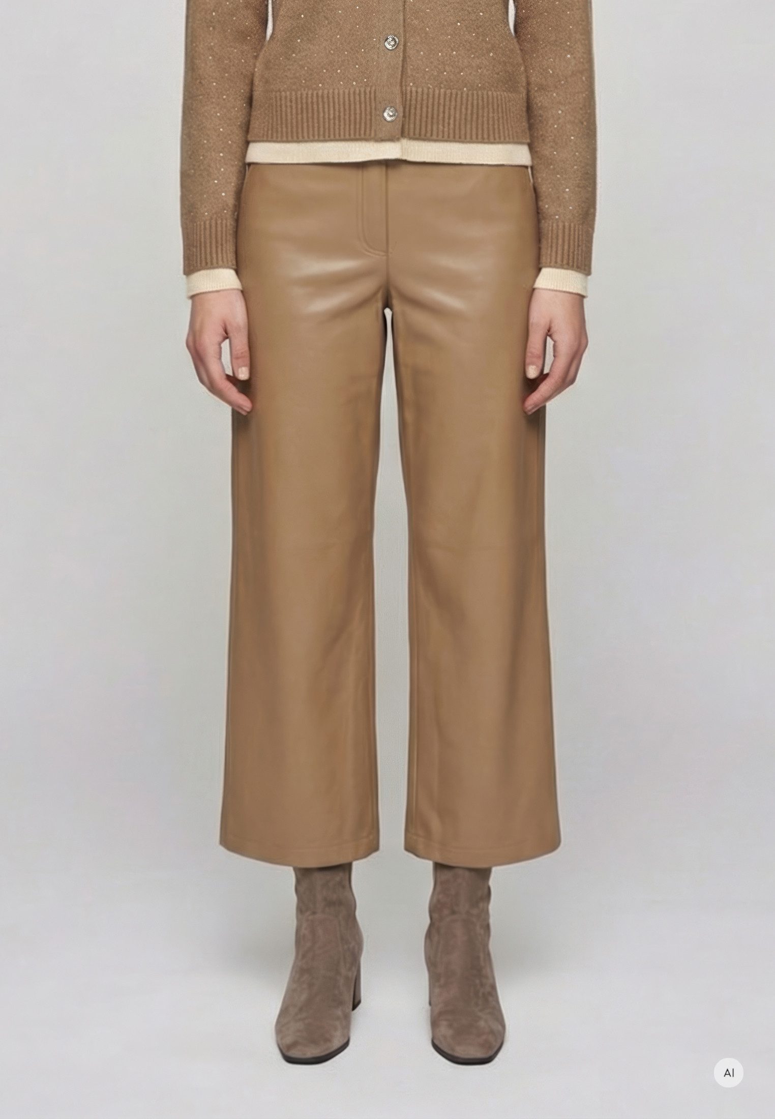 MARC AUREL Weite Jeans aus weichem Faux Leather