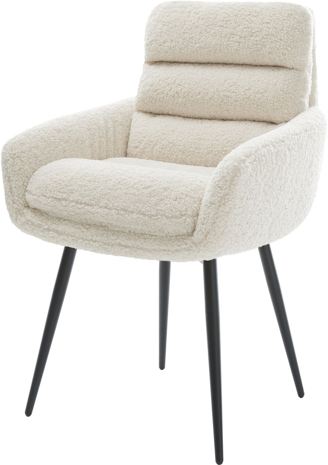 DELIFE Polsterstuhl Abelia-Flex, mit Armlehnen 4-Fuß konisch Schwarz Teddystoff Beige