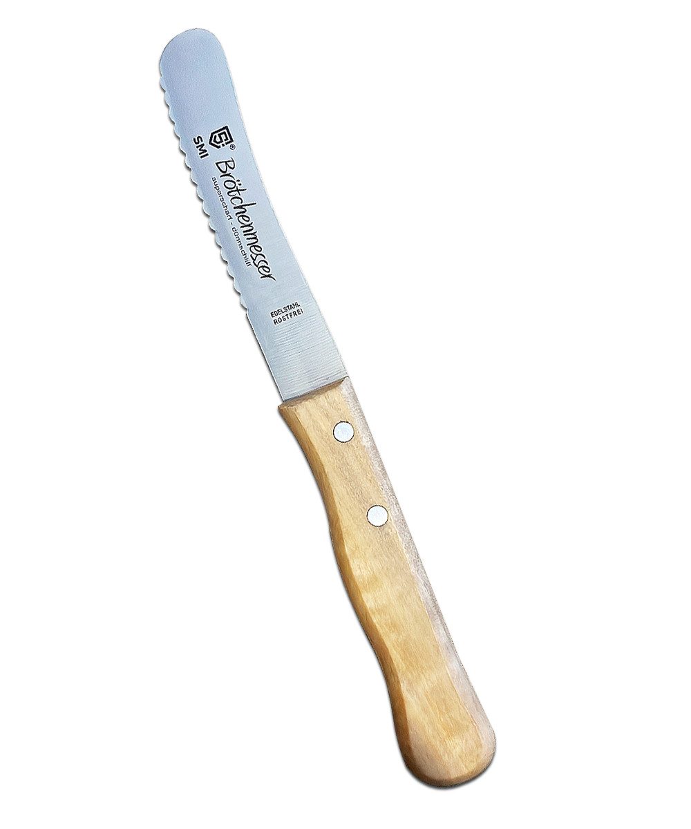 SMI Нож для булочек Нож для булочек Wellenschliff Buchenholz Frühstücksmesser Buckelsmesser, nicht spülmaschinenfest