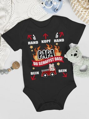 Shirtracer Shirtbody Papa du schaffst das - Feuerwehr - weiß Geschenk Vatertag Baby