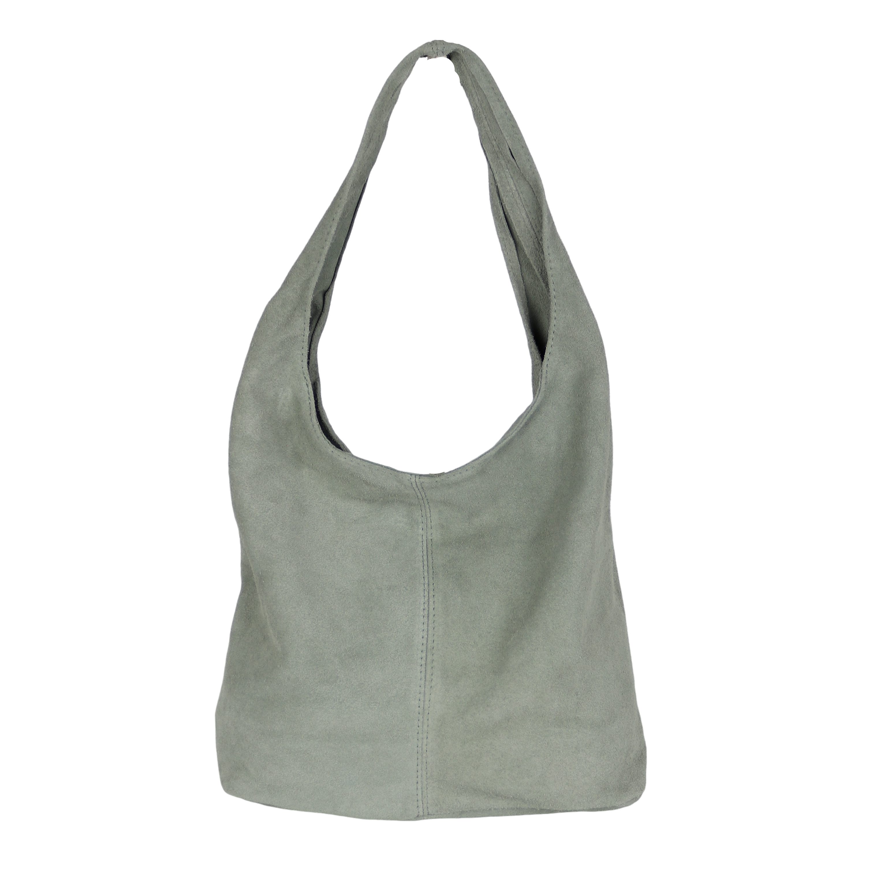 MIRROSI Beuteltasche Damen aus Wildleder, Made in Italy, Shopper Tasche (ca.33x32x16cm)