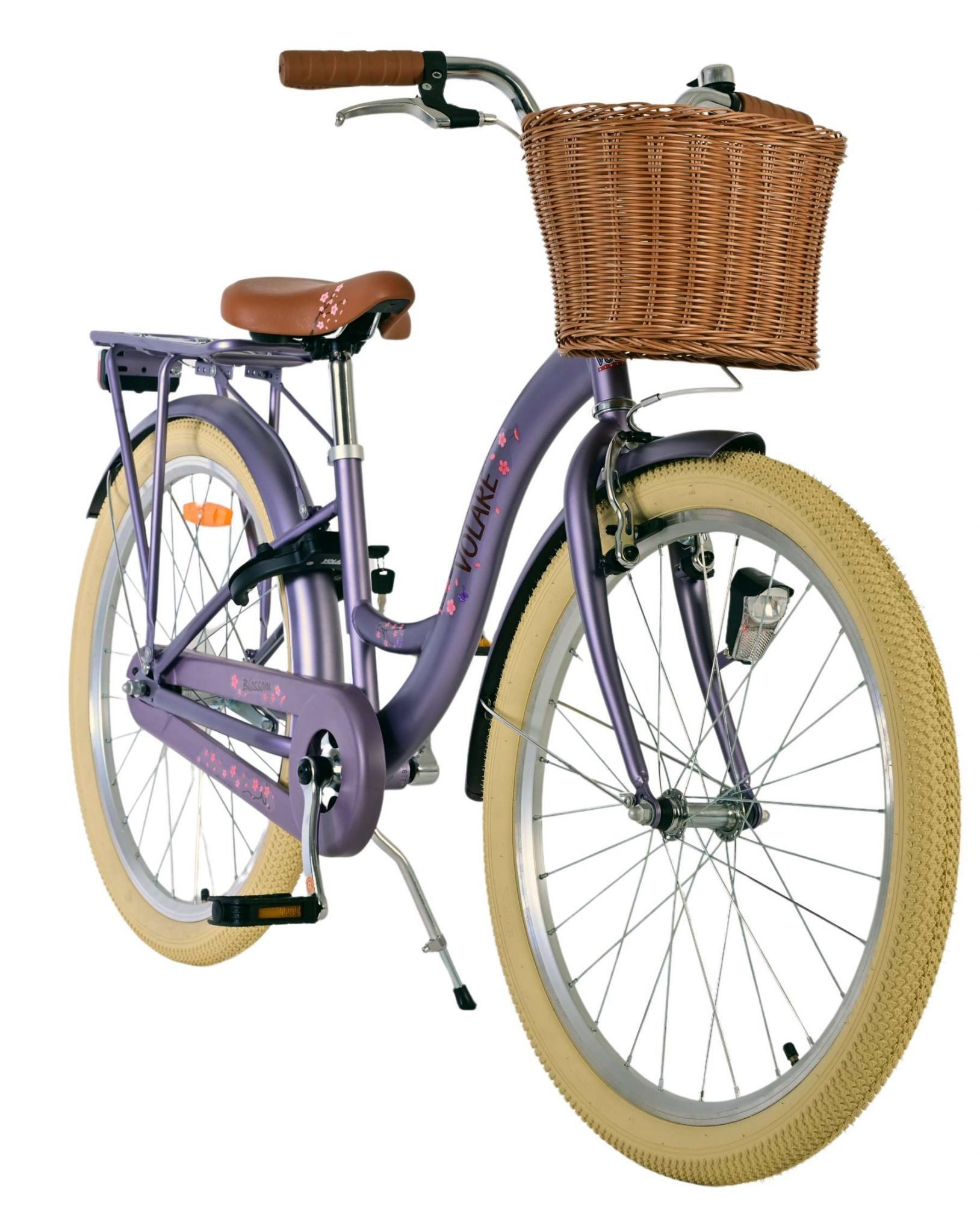 Volare Kinderfahrrad Volare Blossom Kinderfahrrad für Mädchen - 24 Zoll in Lila, Vorderradbremsen, praktischer Korb, geschlossener Kettenschutz