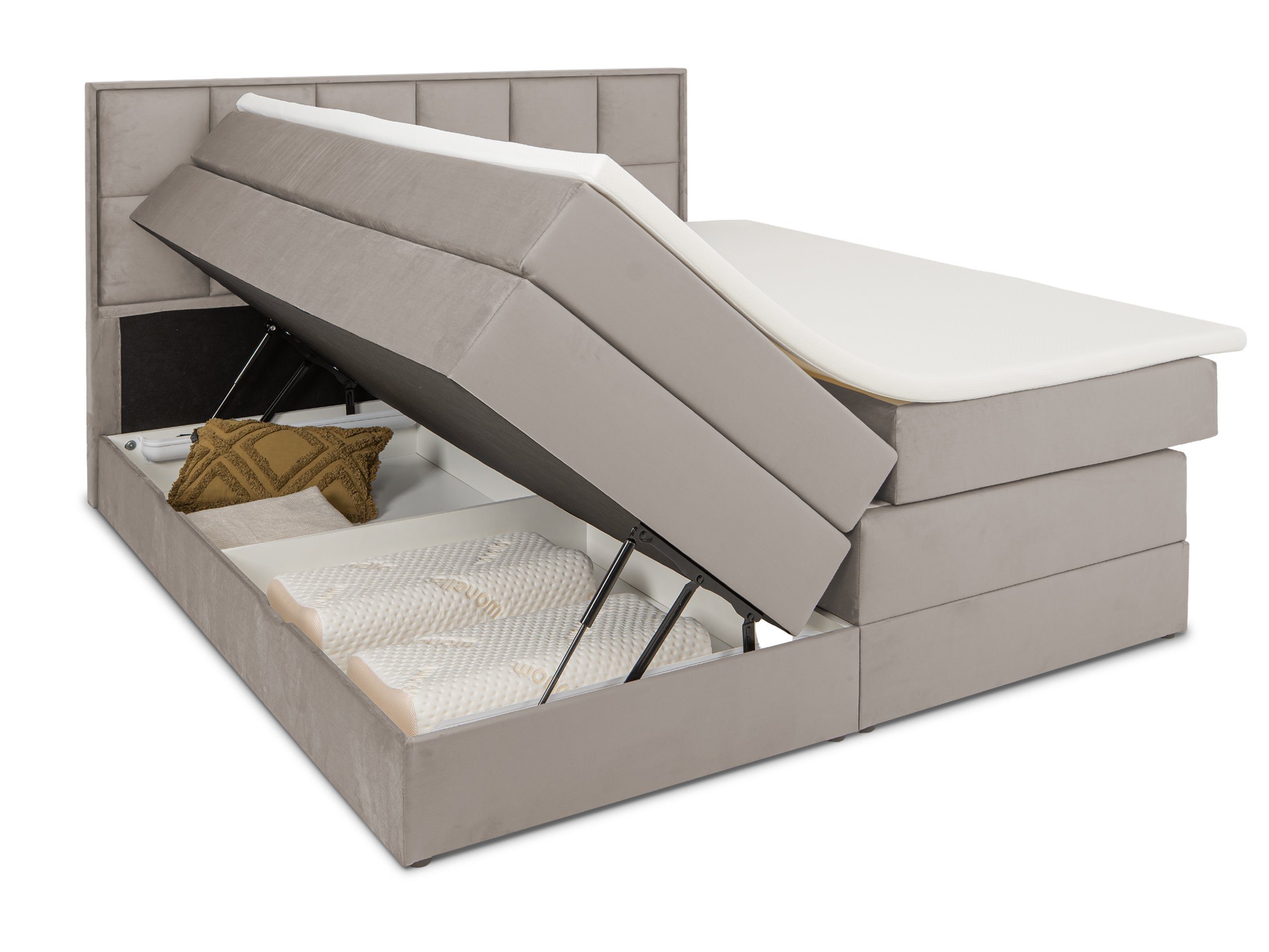 wonello Boxspringbett Montreal, mit Bettkasten inkl. Topper