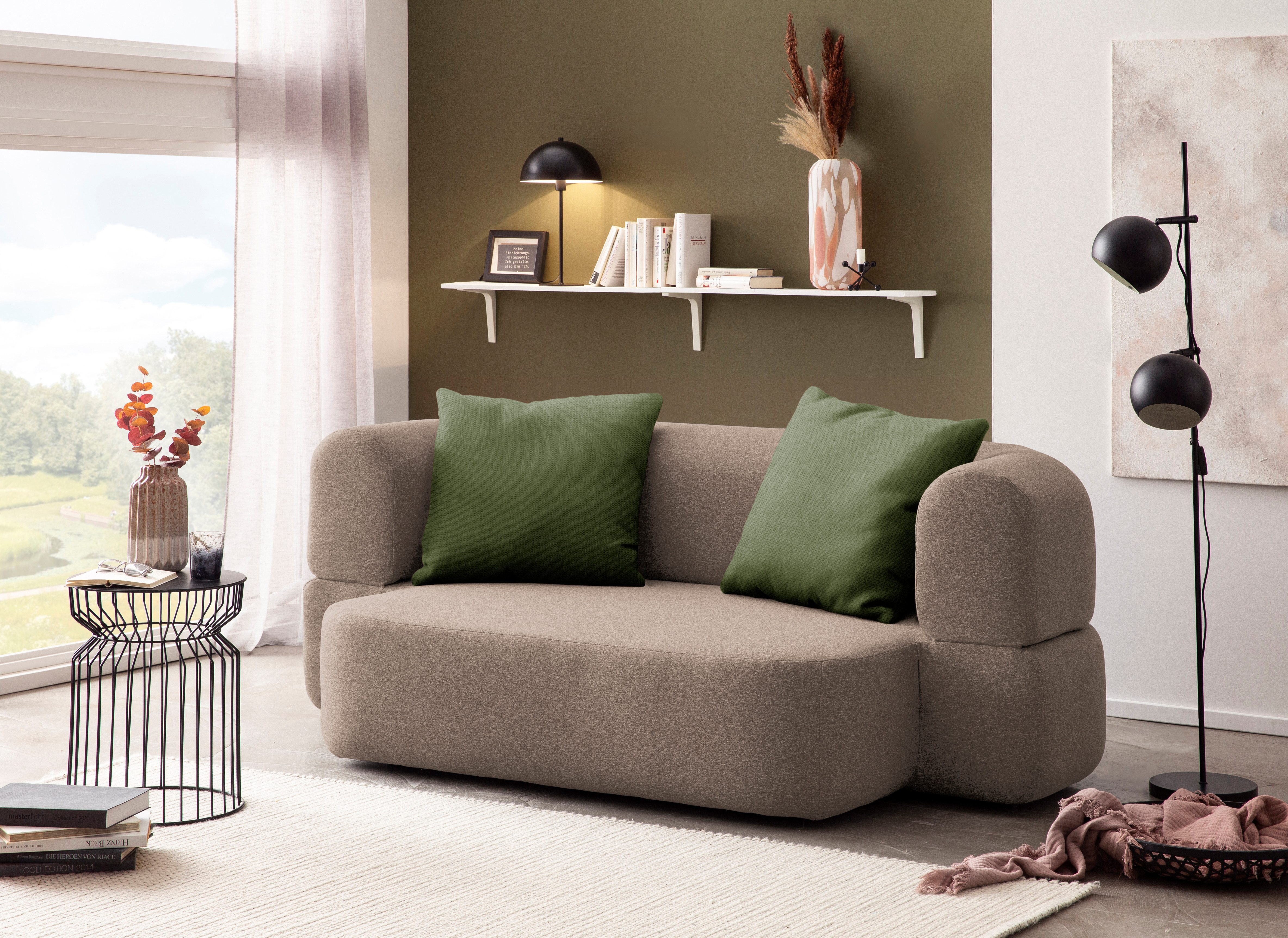 DOMO collection Schlafsofa Prato, klappbar, inklusive 2 x Rückenkissen, Federkern-Polsterung