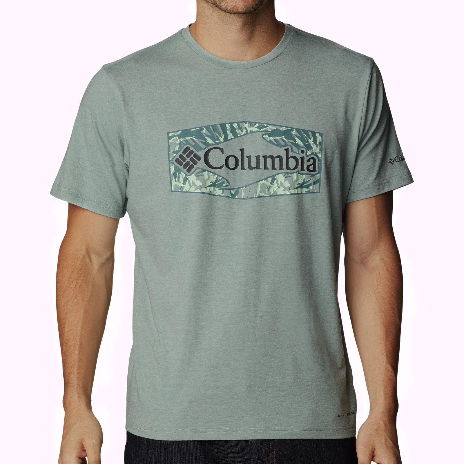Columbia Kurzarmshirt Sun Trek™ Tee niagara Graphic Rundhalsausschnitt Sleeve Short heather mit 351