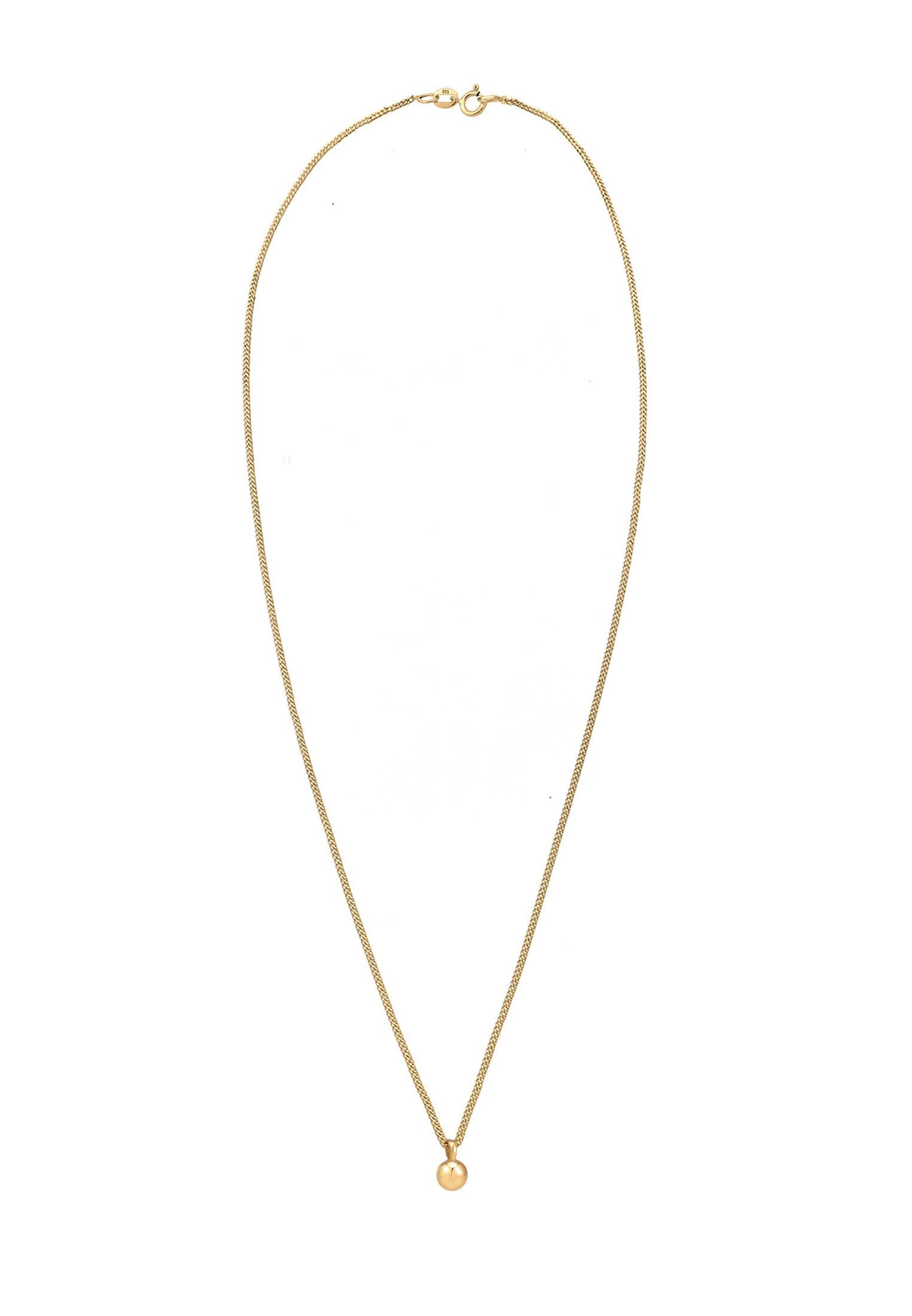 Elli Kette mit Anhänger Kugel Geo Look Panzerkette 925 Silber, Kugel