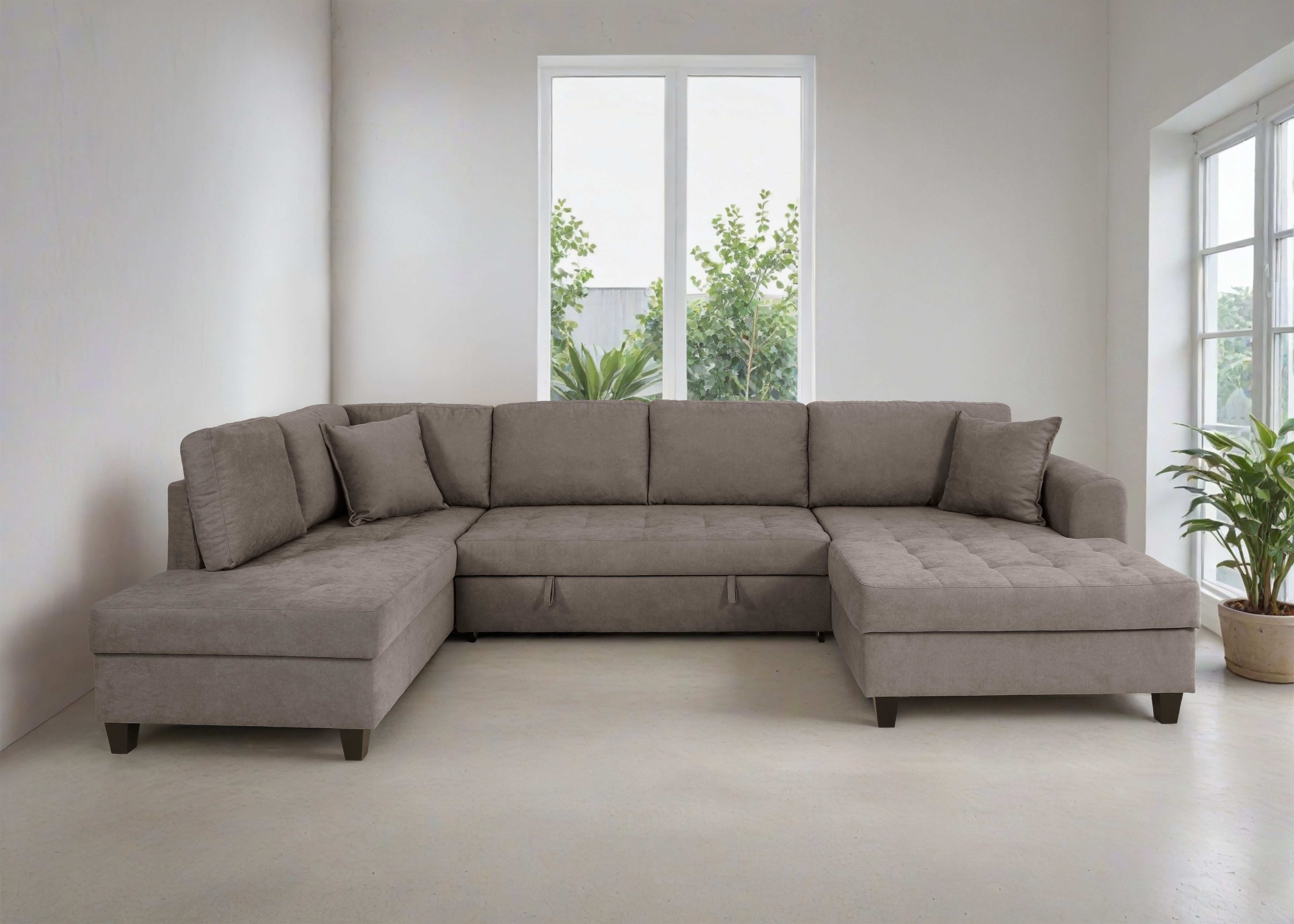 Trends by HG Wohnlandschaft Moritz, U-Form, inkl. Bettfunktion und Bettkasten, inkl. 2 Zierkissen