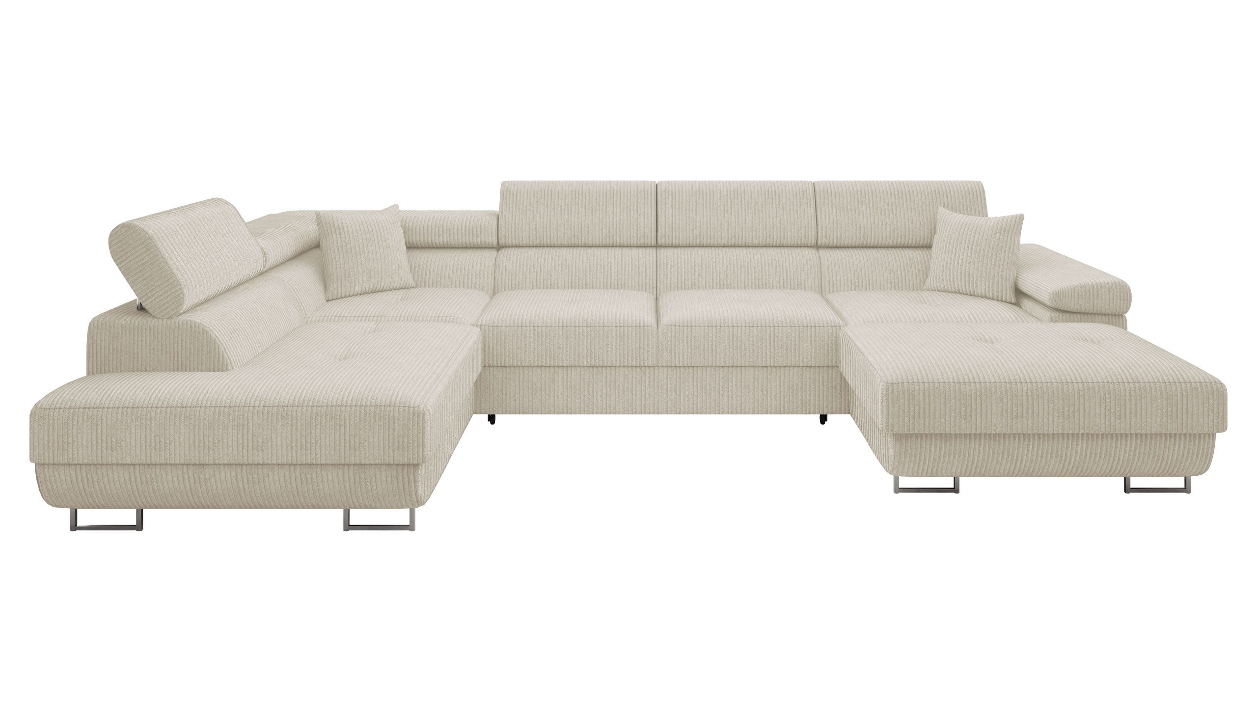 MIRJAN24 Wohnlandschaft Torezio Bis Cord, mit Bettkasten und Schlaffunktion, Einstellbare Kopfstützen, 346x203x70-90 cm, U-Form – Bild 2 von 5