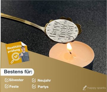 happy sparks® Spiel, 30er Zinngießen Set - Alternative zu Bleigießen mit 6 Figuren & Löffel