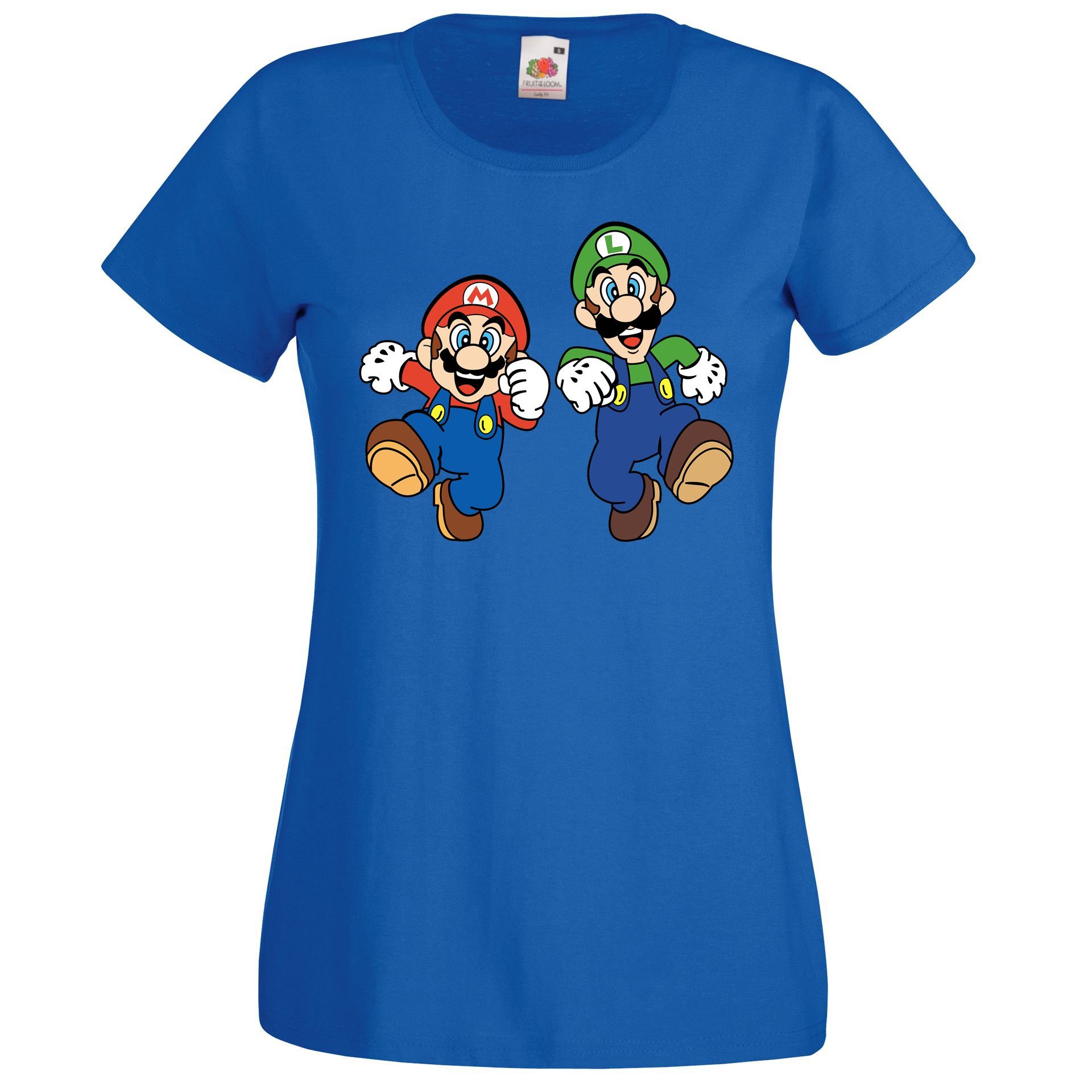 Youth Designz T-Shirt Mario & Luigi Damen T-Shirt mit modischem Frontprint Royalblau