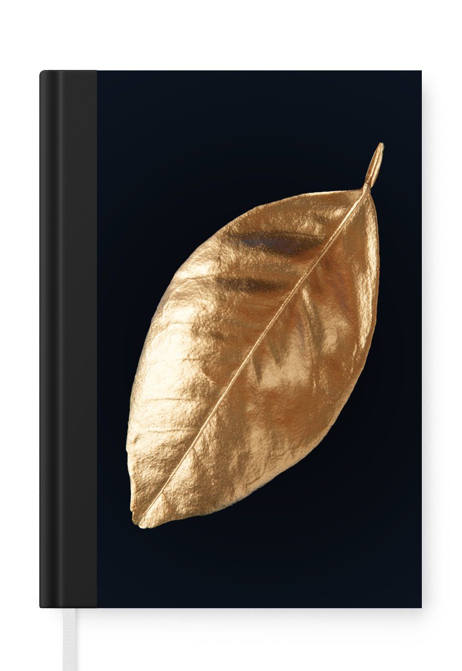MuchoWow Notizbuch Blätter - 98 Seiten, Journal, Pflanzen, - Merkzettel, Luxus - Natur und A5, Schwarz Tagebuch, - Notizheft, Gold Haushaltsbuch