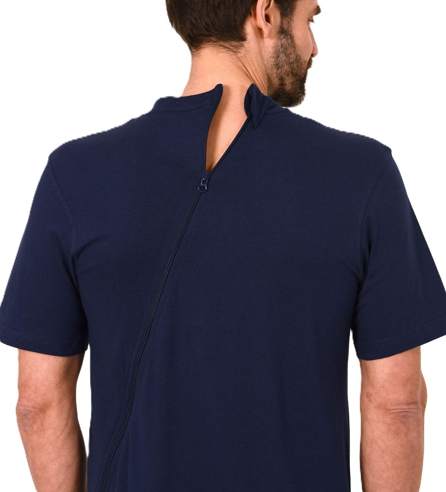 Normann Pyjama Herren Pflegeoverall kurzarm mit langen Bein + Rücken Reißverschluß – Bild 4 von 4