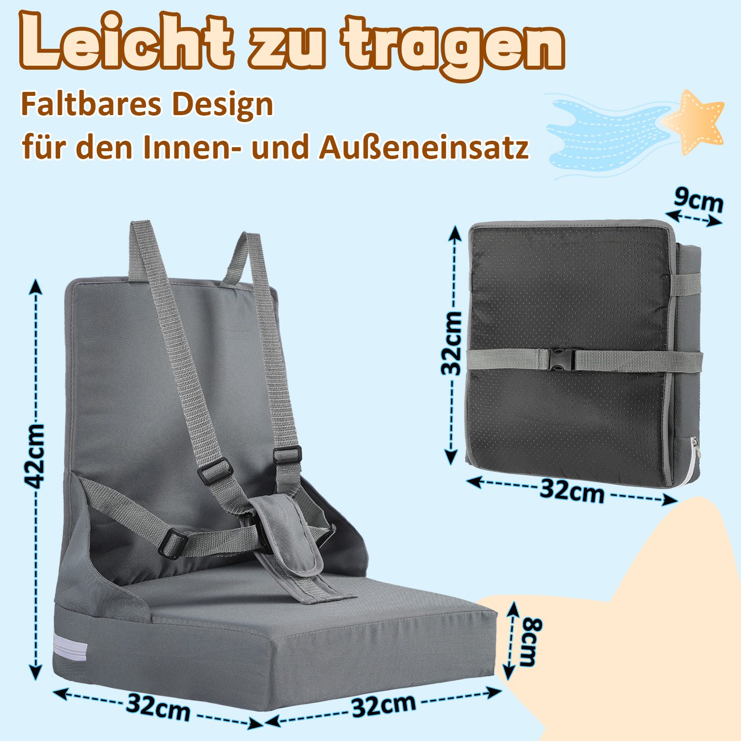 Clanmacy Sitzkissen Sitzerhöhung Stuhl Tragbar Hochstuhl günstig online kaufen