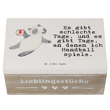 Mr. & Mrs. Panda Dekokiste Panda Handball spielen Tage - Weiß - Geschenk, Dekokiste, Aufbewahrun (1 St)