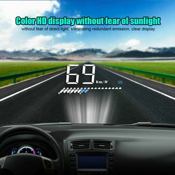 BlingBin Head Up Display Auto OBD2 FHD HUD GPS Geschwindigkeit Alarm Projektor Navigation, 3,50 " Display, Anzeige von Geschwindigkeit und Temperatur, Arbeit für alle Autos