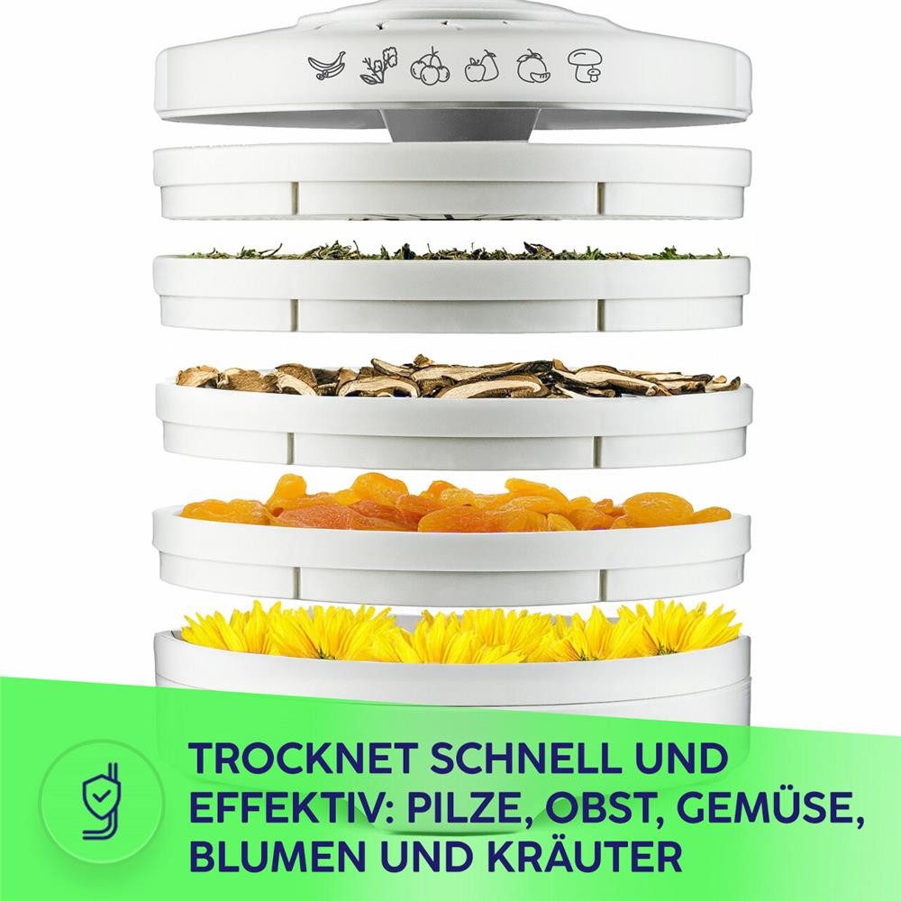 MPM Dehydrator MPM MSG-01 Dörrautomat mit 5 Sieben 250 W Weiß, 28 cm Siebdurchmesser, BPA-frei, Überhitzungsschutz – Bild 3 von 5