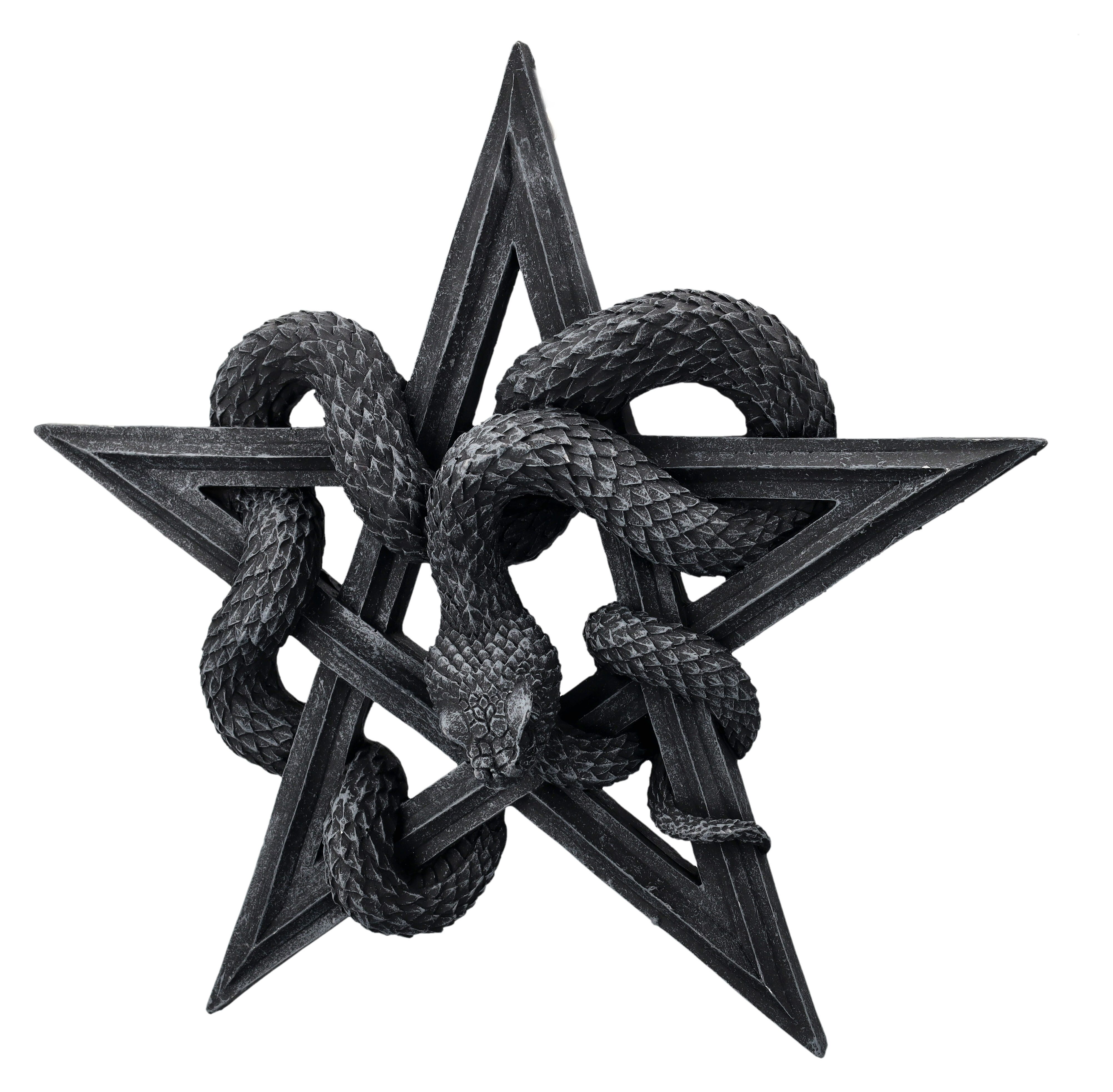Figuren Shop GmbH Wanddekoobjekt Wandrelief Pentagramm mit Schlangen - Serpents Worship - Gothic