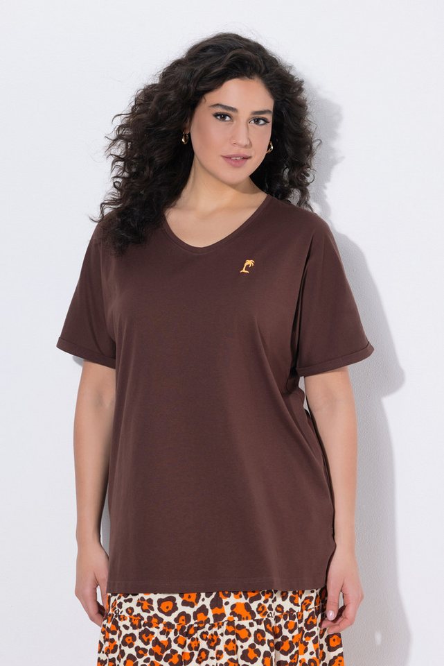 Ulla Popken T-Shirt T-Shirt Rückenmotiv Oversized Rundhals Halbarm