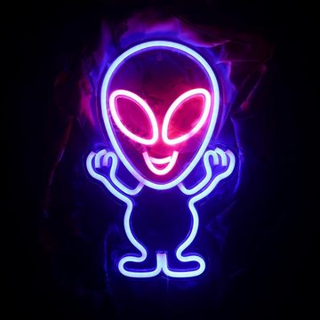 yozhiqu LED Dekolicht Alien Design Neon, Fun Night Lights, Innere Wanddekoration, Cool, mehrere Aufstellmöglichkeiten, USB- oder batteriebetrieben