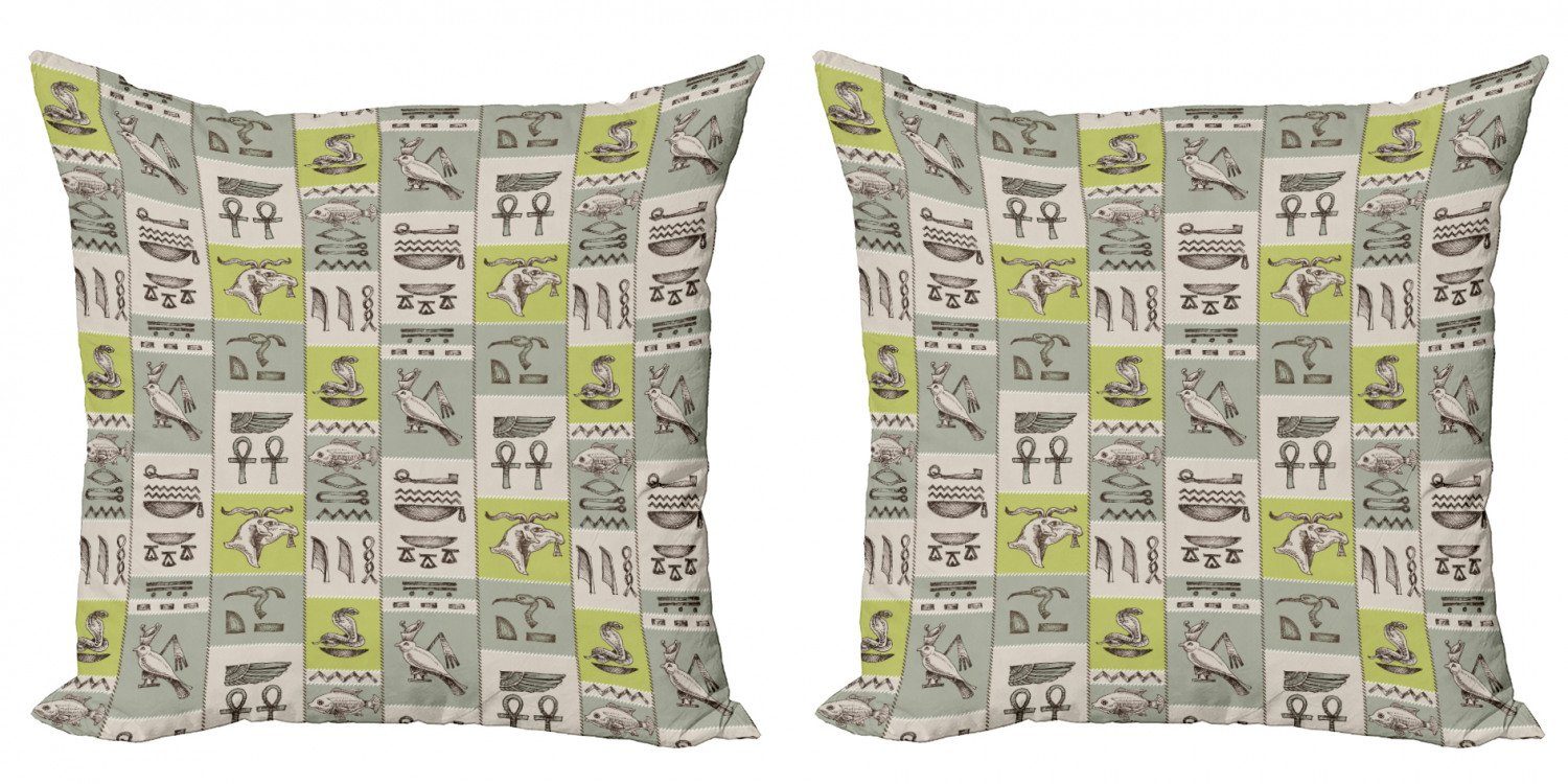 Kissenbezüge Modern Accent Doppelseitiger Digitaldruck, Abakuhaus (2 Stück), ägyptisch Hieroglyphs Tiere