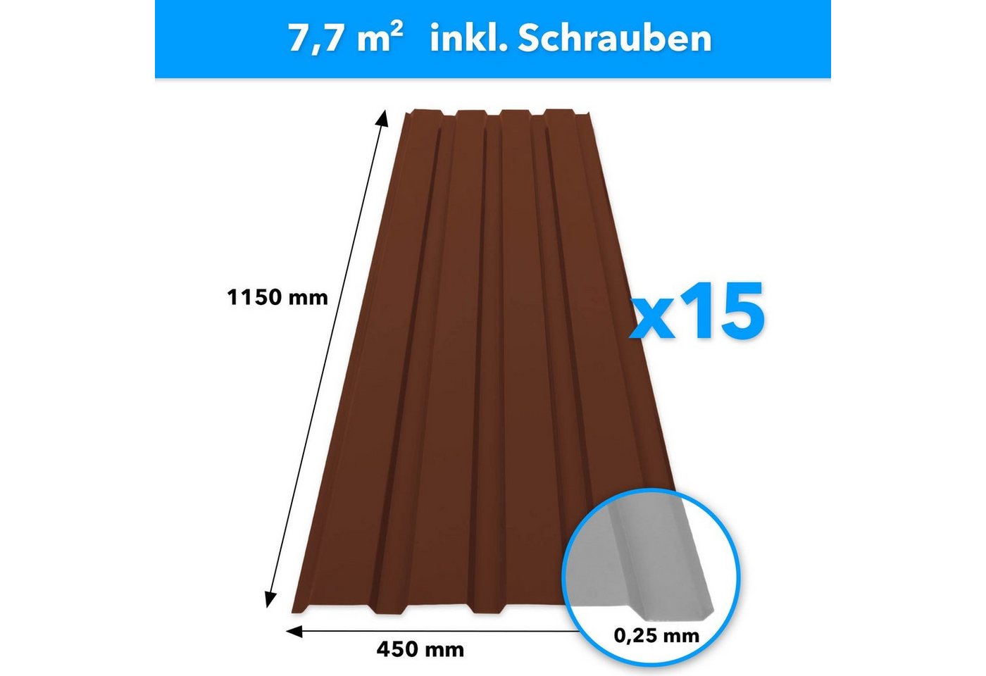 Thumbnail - Karat Trapezblech Erhältlich im 15er Set, Dachblech in Stärke 0,25 mm, 115 x 45 cm