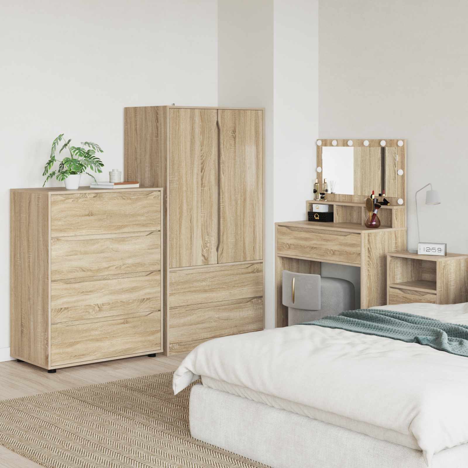 vidaXL Schranksystem Stauraumschränke 80 x 48 x 105 cm Holzwerkstoff Sonoma-Eiche (1-St)