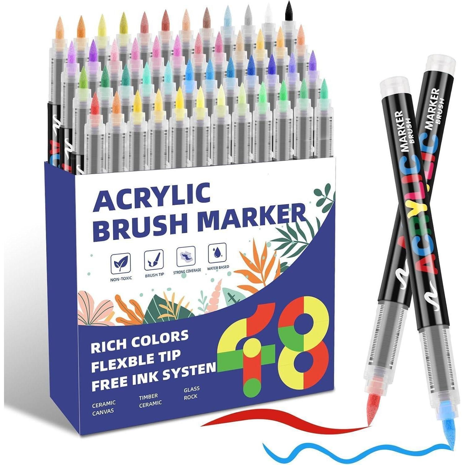 LuxusKollektion Permanentmarker Acrylstifte für Steine wasserfest 48 Farben