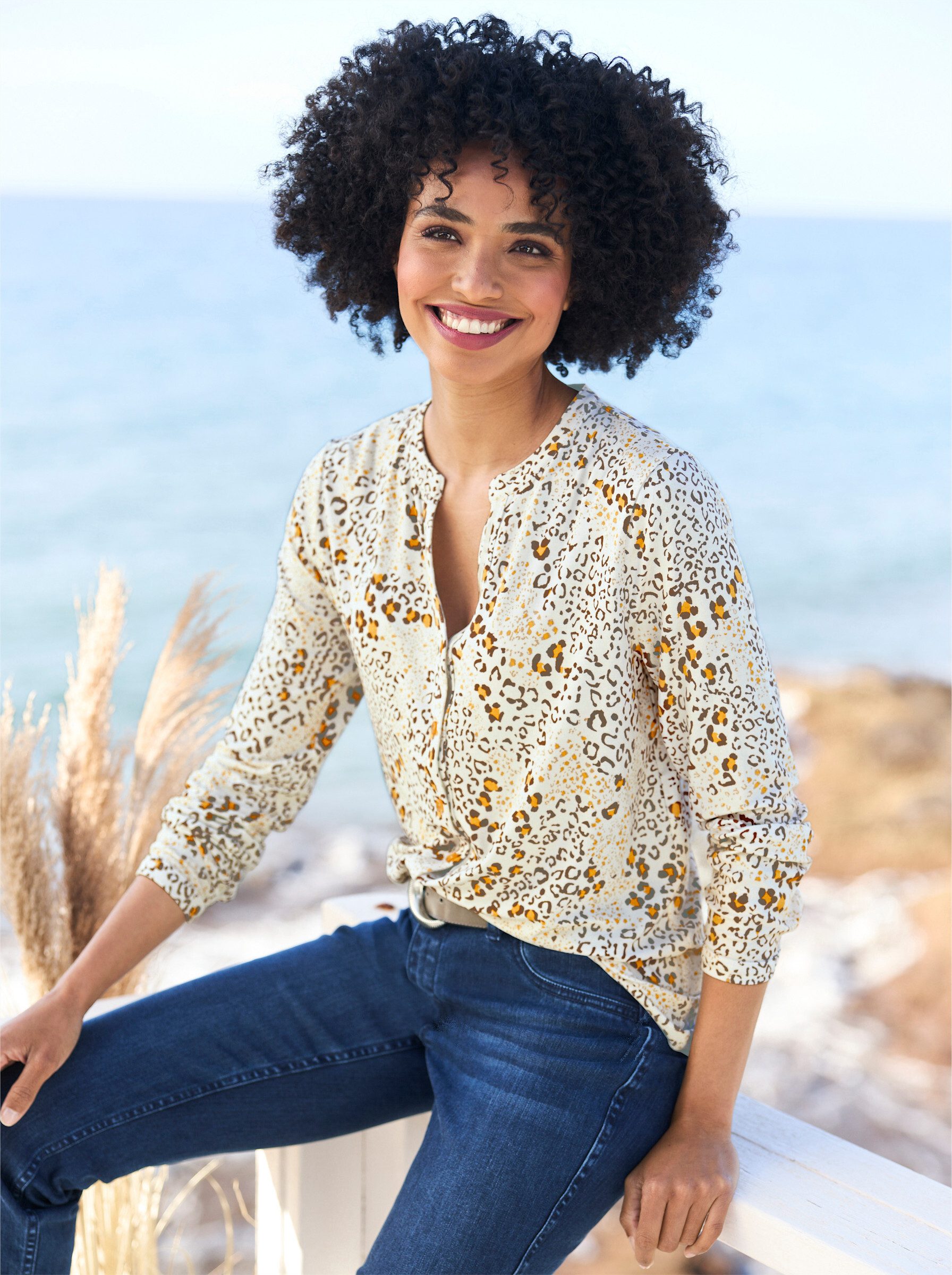 heine Klassische Bluse Jersey-Bluse Langarm