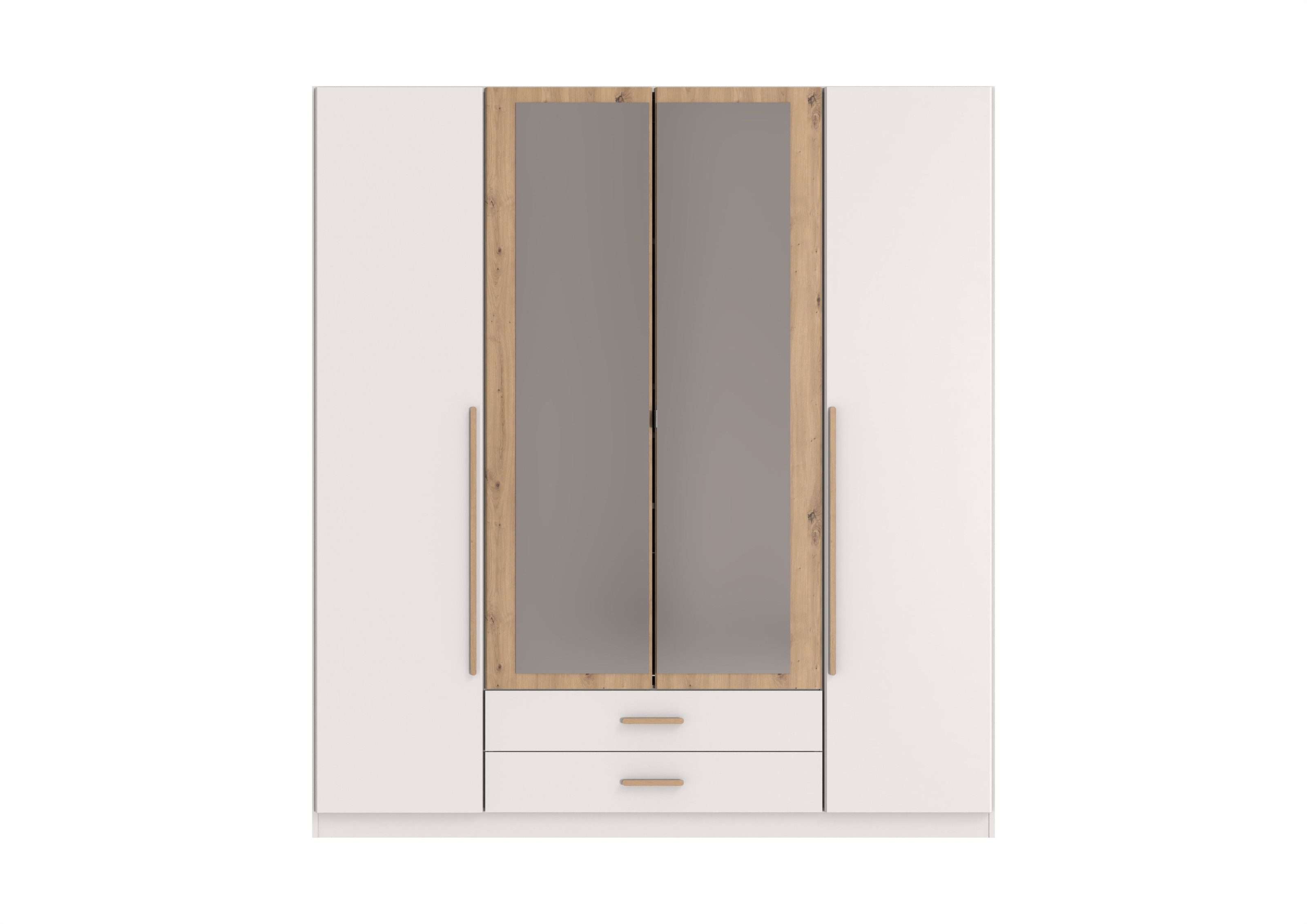 freiraum Drehtürenschrank Drehtürenschrank >MARBURG< in WEISS + ARTISAN - 180x199x58cm (BxHxT) in WEISS + ARTISAN - 180x199x58cm (BxHxT)