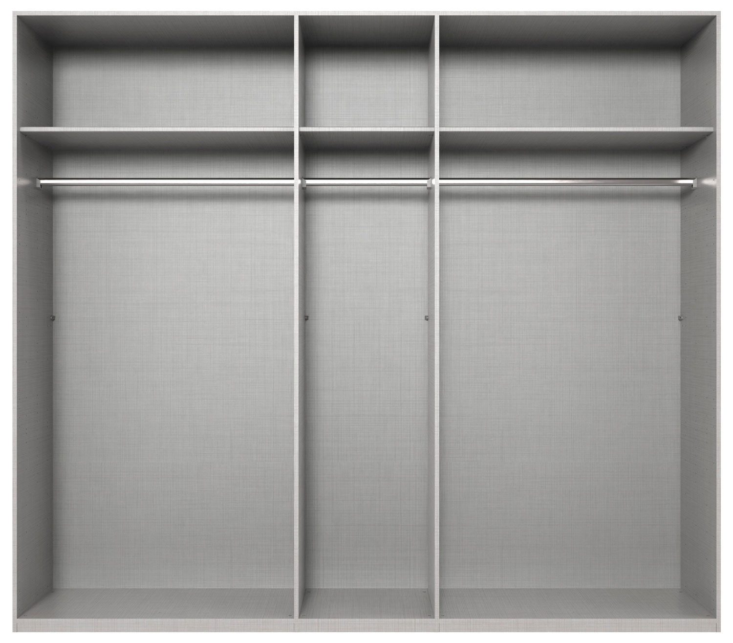 Wimex Kleiderschrank Andorra (mit Türen, Einlegeböden, Kleiderstangen, 1-St., Akustikpaneel-Optik, mit 3D Leisten, Griffe in Schwarz) 250x58x216cm graphit