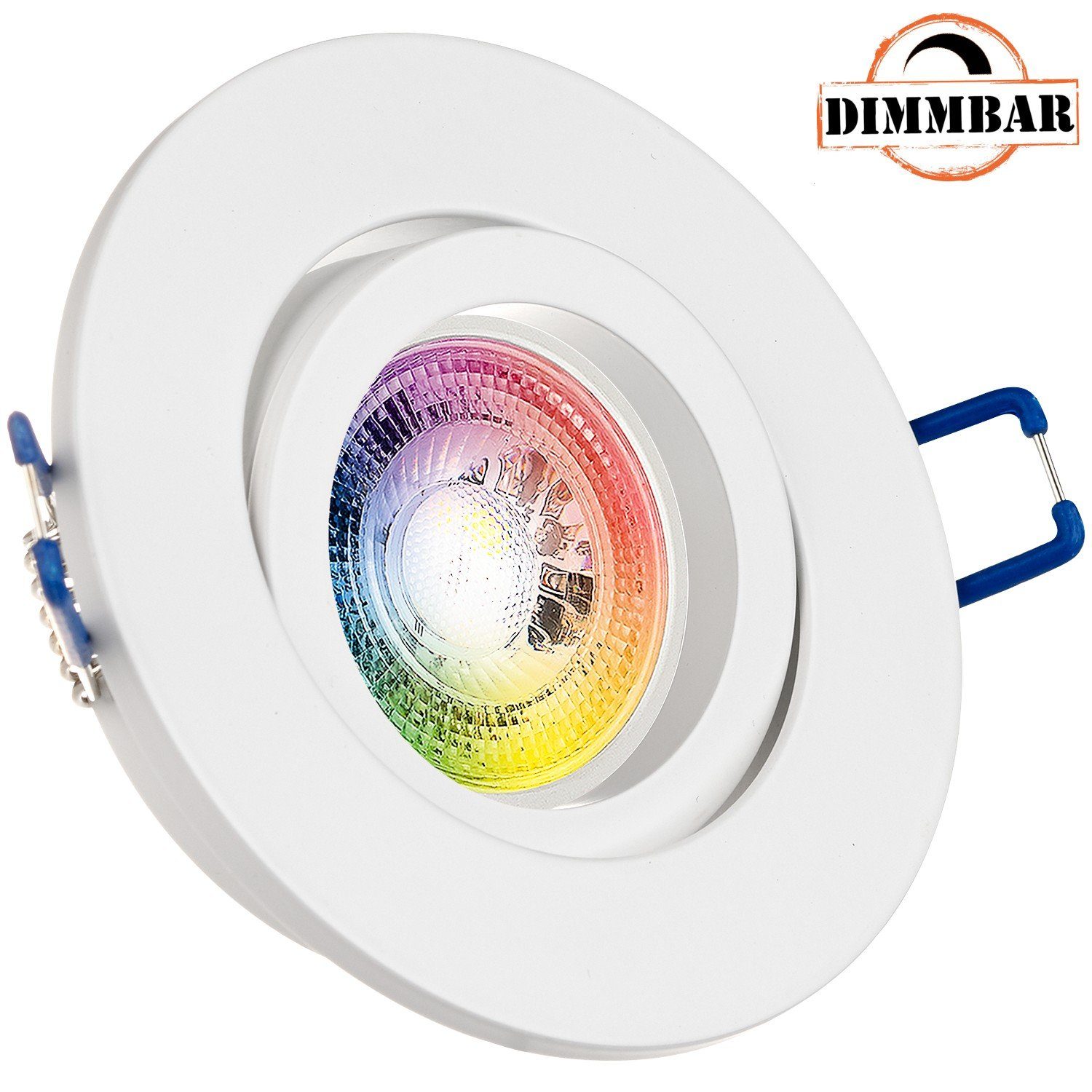 LEDANDO LED Einbaustrahler RGB LED Einbaustrahler Set GU10 in weiß matt mit 3W LED von LEDANDO -