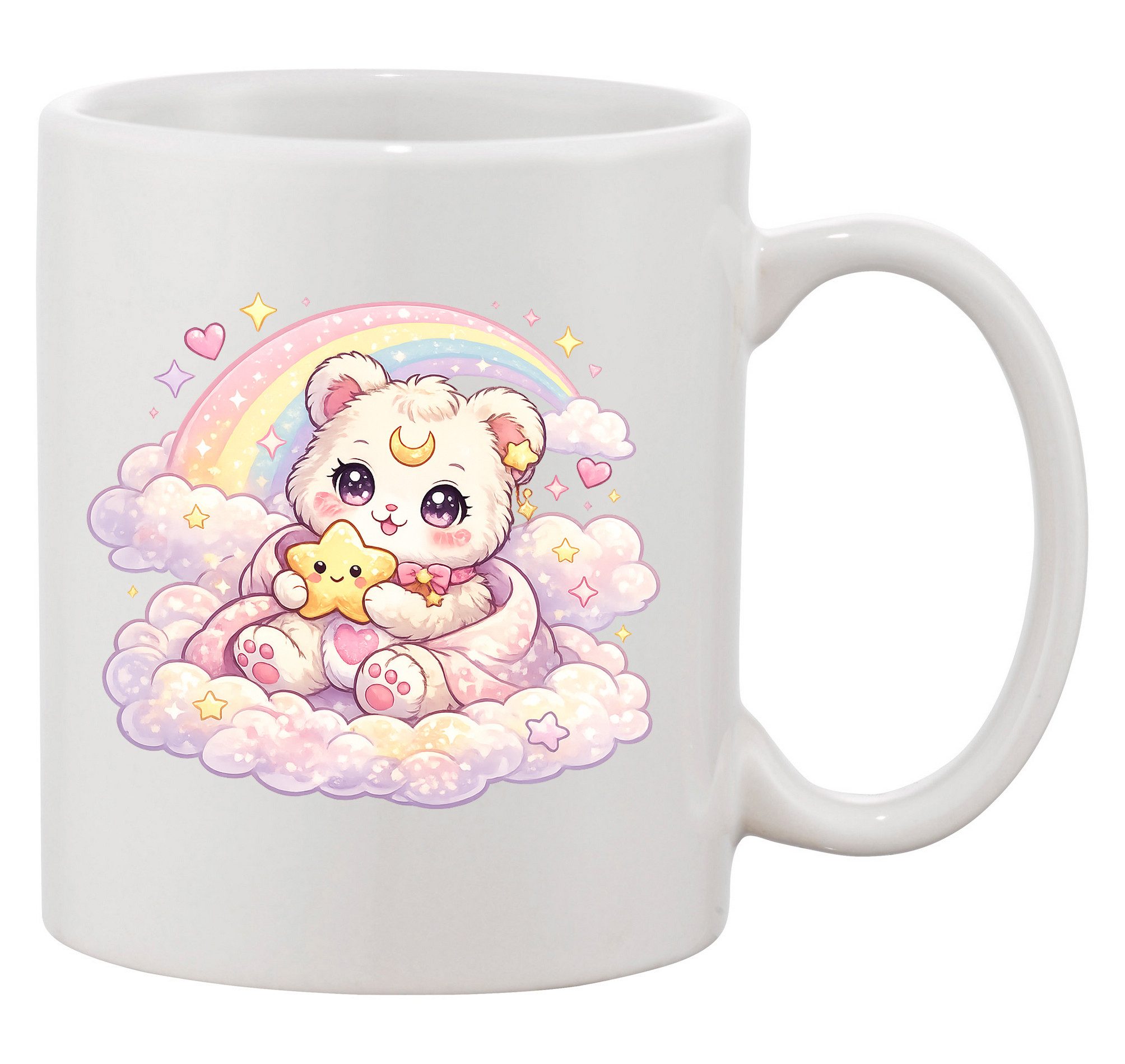 Blondie & Brownie Tasse BearMoonKI Tasse Bär Mond Regenbogen Anime Manga Keramik Becher Motiv, 1-tlg., Keramik, BearMoonKI Tasse CozyAnimeBärMotiv