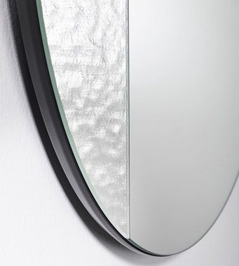 Casa Padrino Wandspiegel Luxus Wandspiegel Ø 58 cm - Runder Spiegel mit strukturierter Oberfläche - Wohnzimmer Spiegel - Garderoben Spiegel - Luxus Qualität