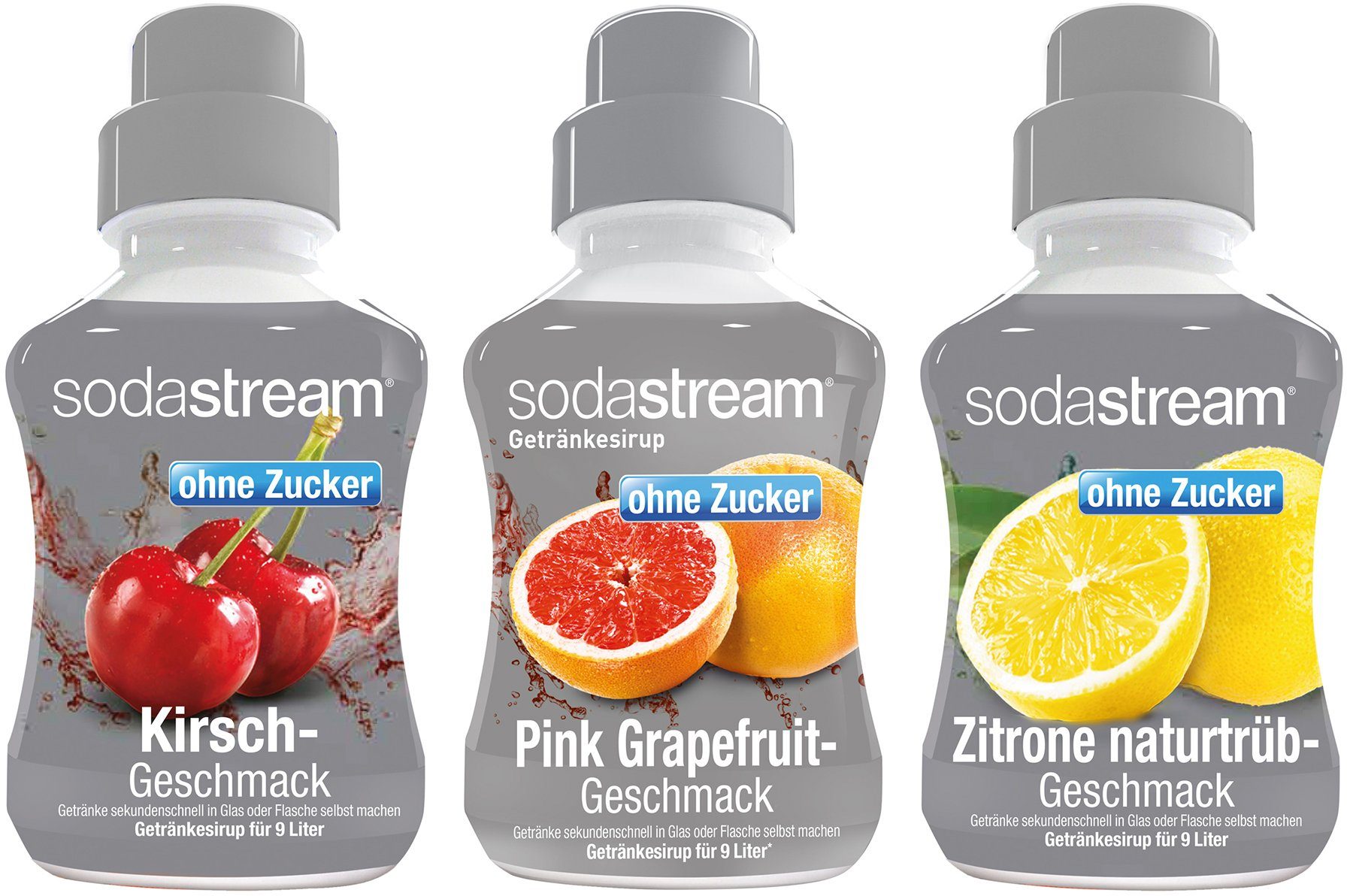 SodaStream Getränke-Sirup, 3 Stück, 1x SST Kirsche ohne Zucker, 1x SST Pink  Grapefruit ohne Zucker und 1x SST-Zitrone-Naturtrüb ohne Zucker  Getränkesirup je 375ml für je 9L Fertiggetränk online kaufen | OTTO