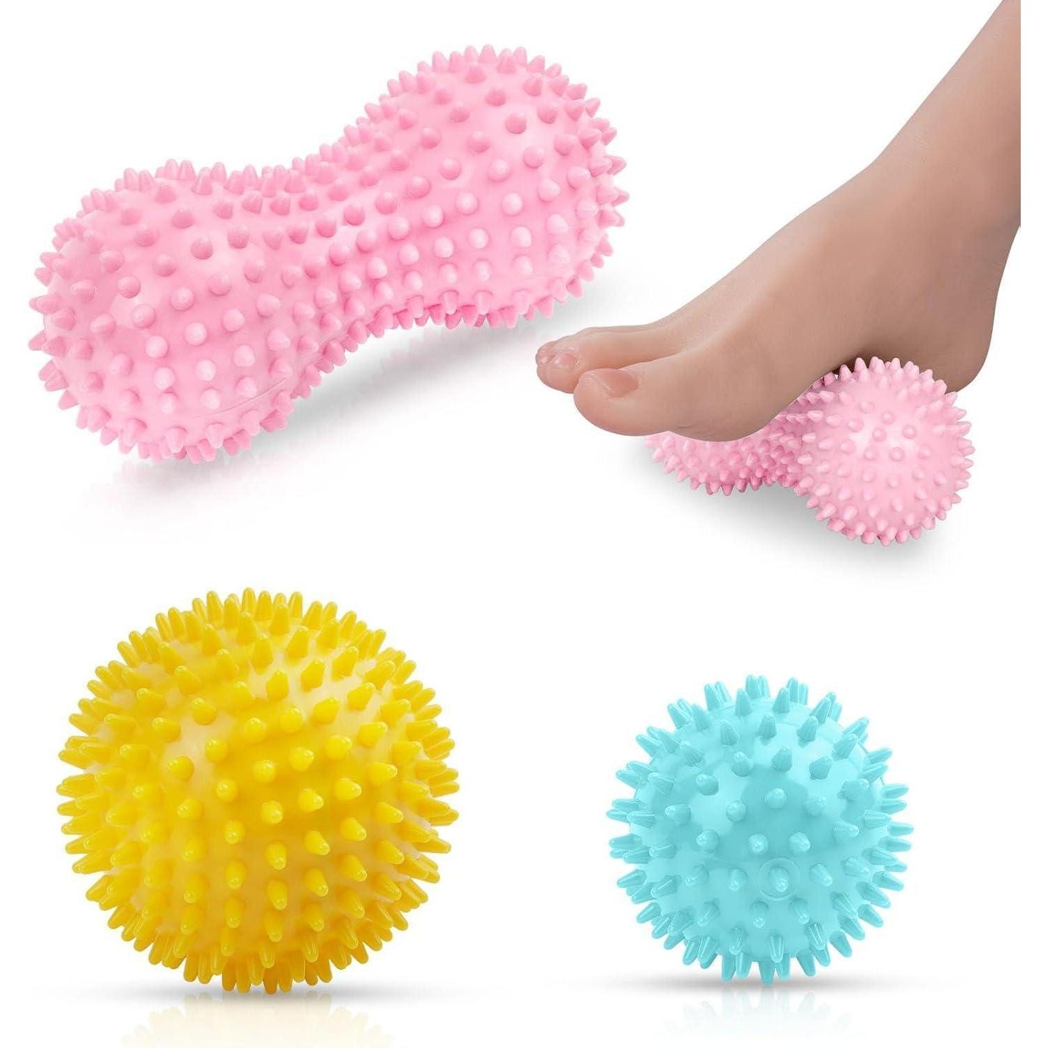 Massageball Massagebälle Faszienball Igelball 3er Noppen Rücken Pink gelb blau