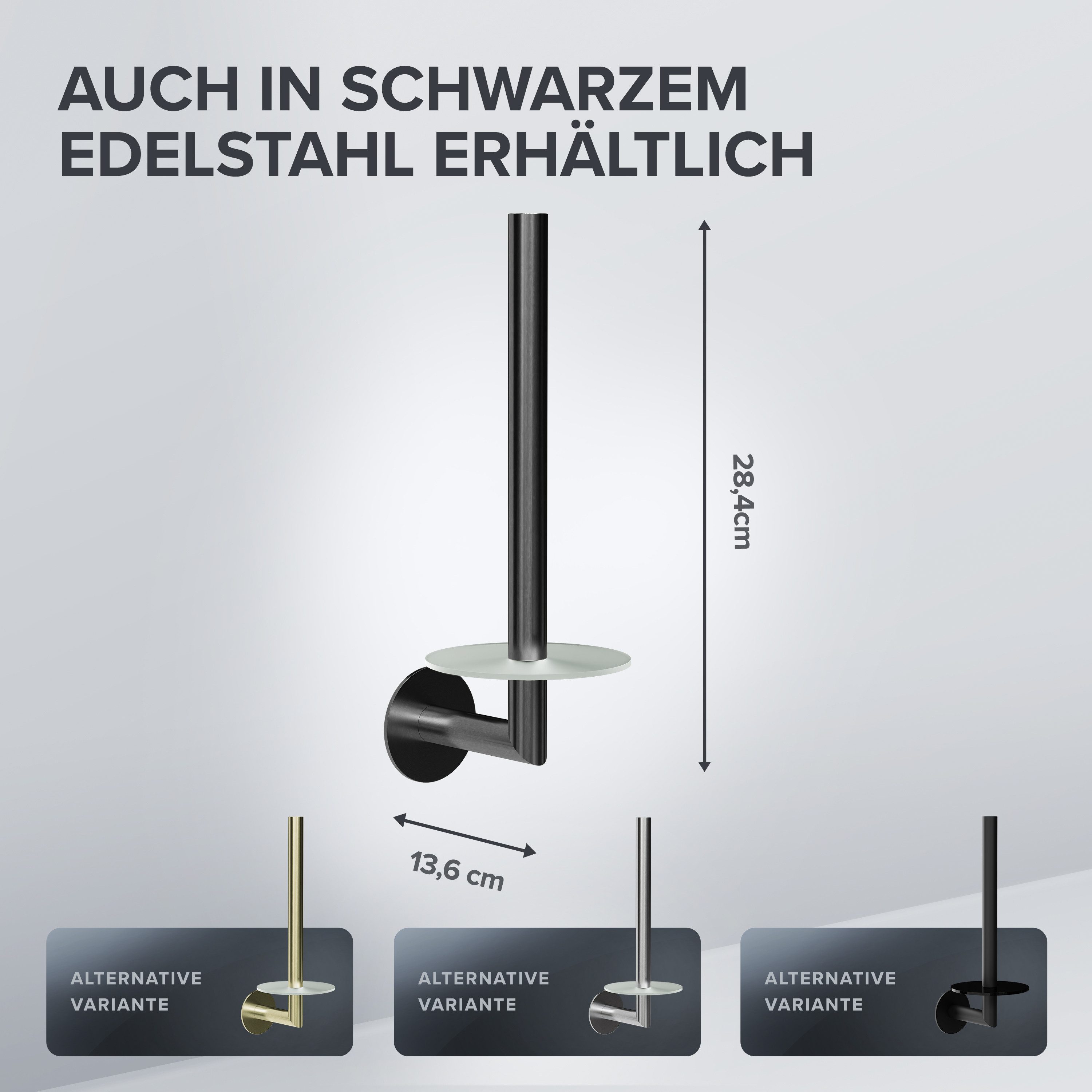 ovimar Toiletten-Ersatzrollenhalter Sentraltind (1-St), aus Edelstahl in Gunmetal zur Zum Kleben