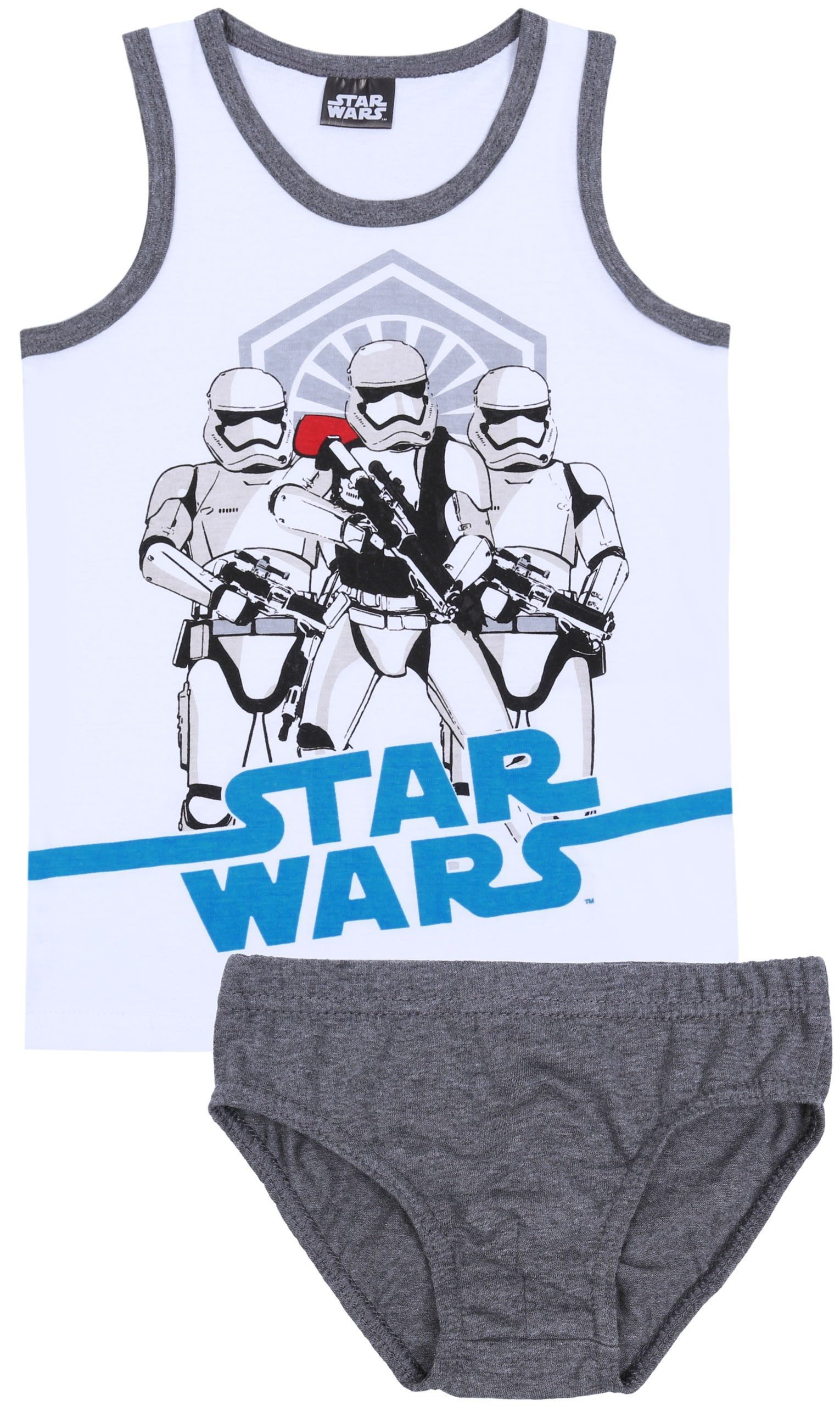 Star Wars Blusentop Weiß-graues Unterwäsche-Set für Jungen STAR WARS 7-8 Jahre